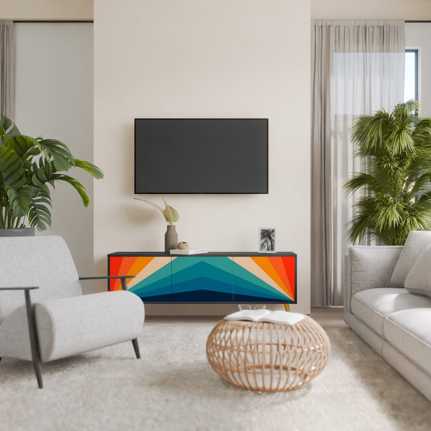 Mobile TV PRISM CONCUSSION a 3 ante in finitura nera