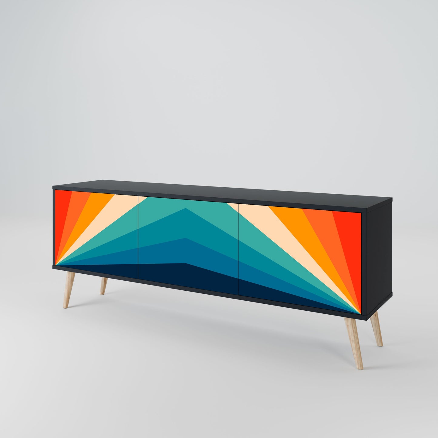 Mobile TV PRISM CONCUSSION a 3 ante in finitura nera