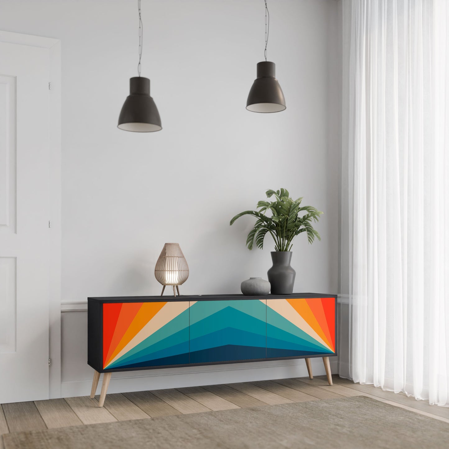 Mobile TV PRISM CONCUSSION a 3 ante in finitura nera