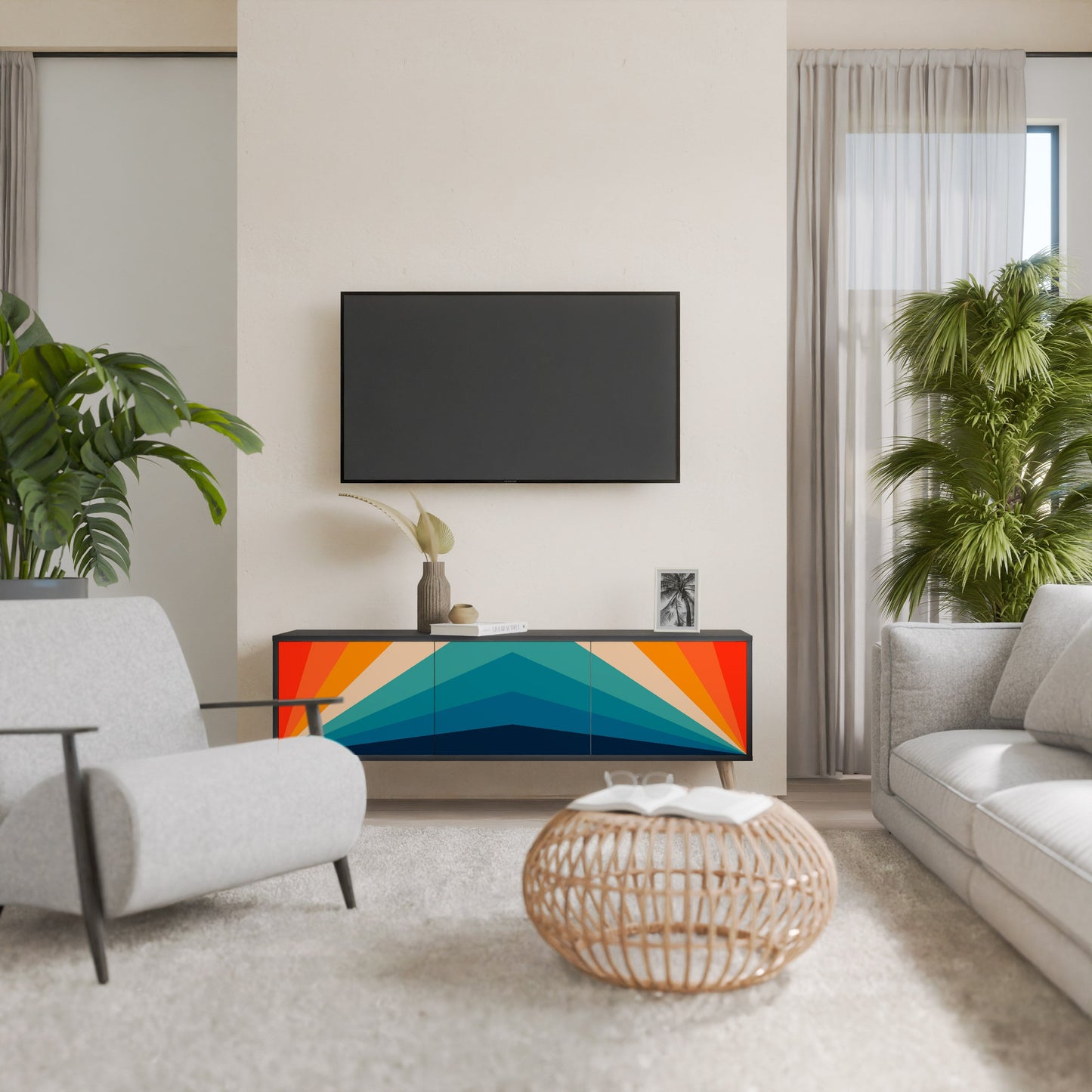 Mobile TV PRISM CONCUSSION a 3 ante in finitura nera