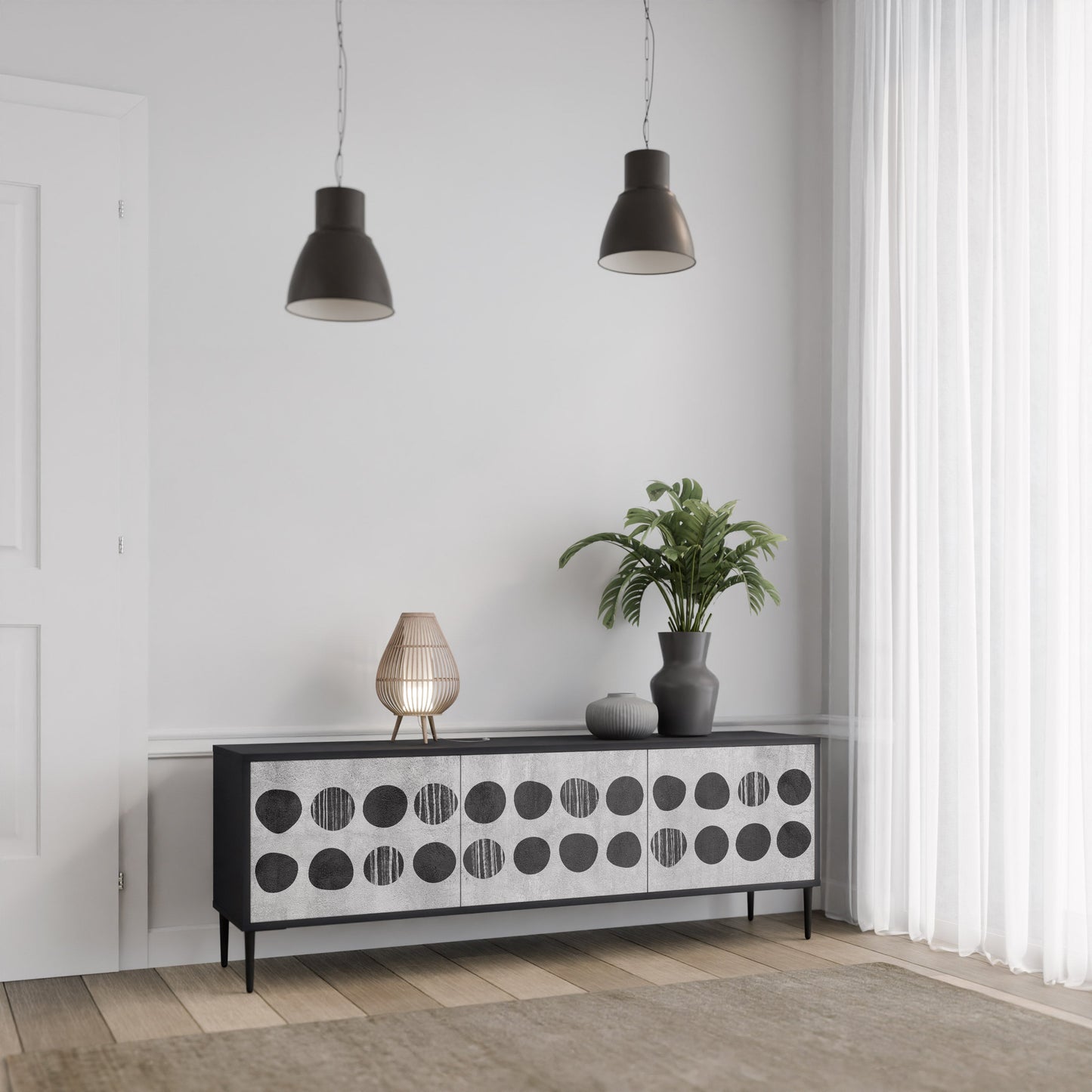 Mobile TV GHOSTLY GRADIENTS a 3 ante con finitura nera