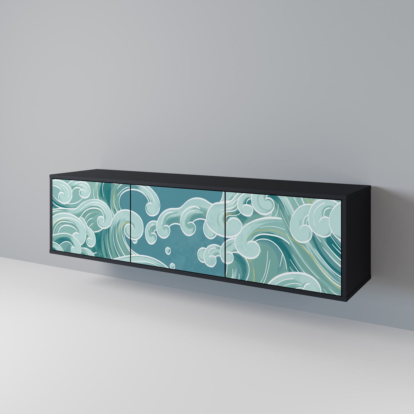 Mobile TV ASIAN SWAY a 3 ante con finitura nera
