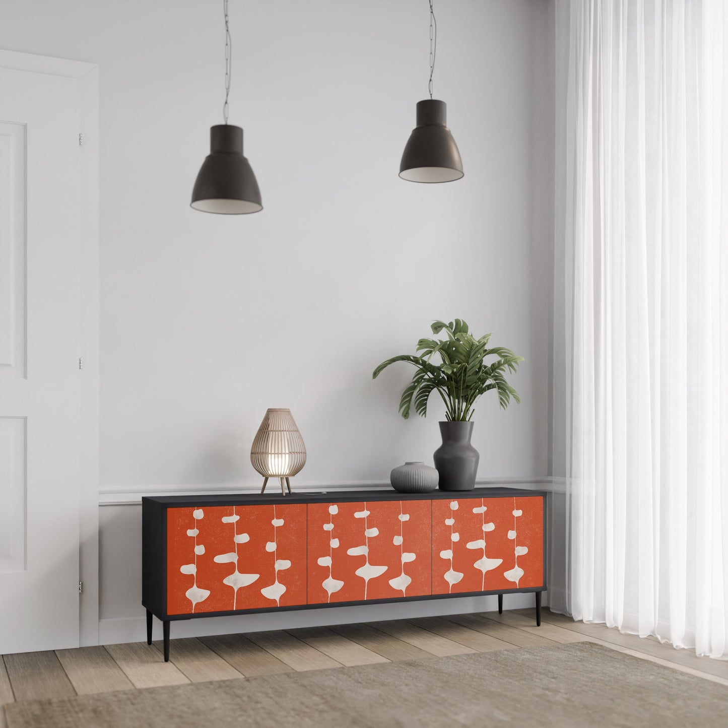 Mobile TV COURAGE MOLD a 3 ante con finitura nera