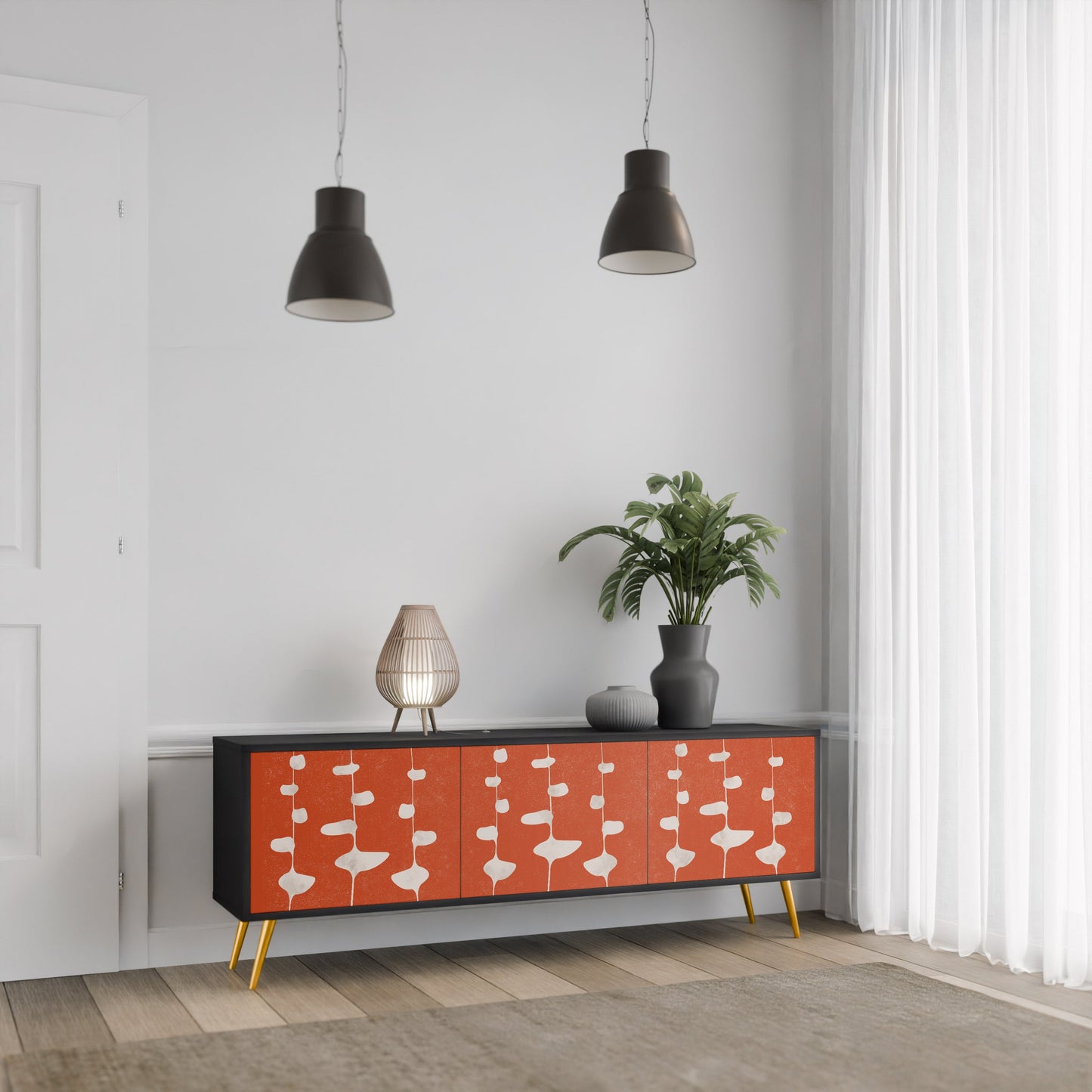 Mobile TV COURAGE MOLD a 3 ante con finitura nera
