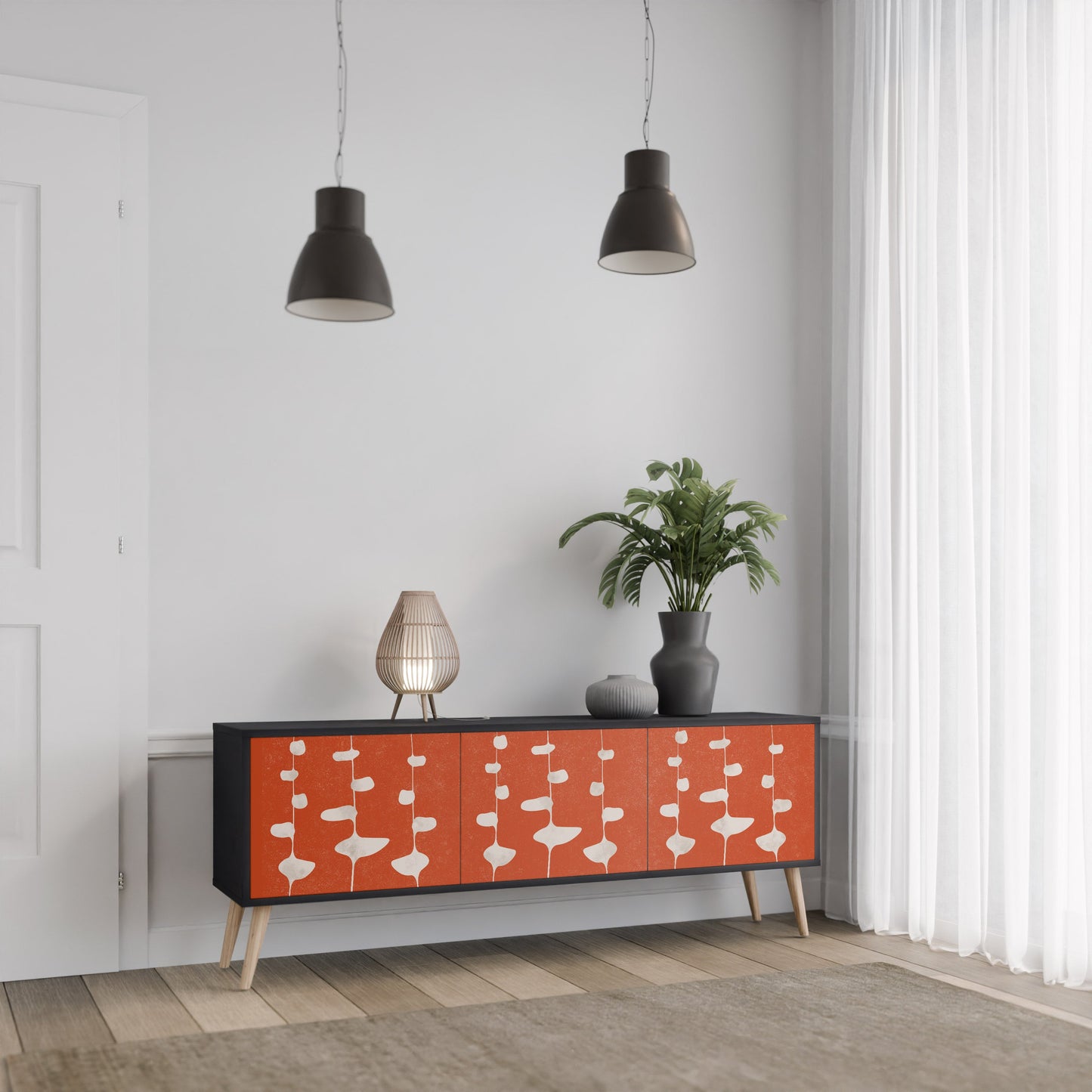 Mobile TV COURAGE MOLD a 3 ante con finitura nera