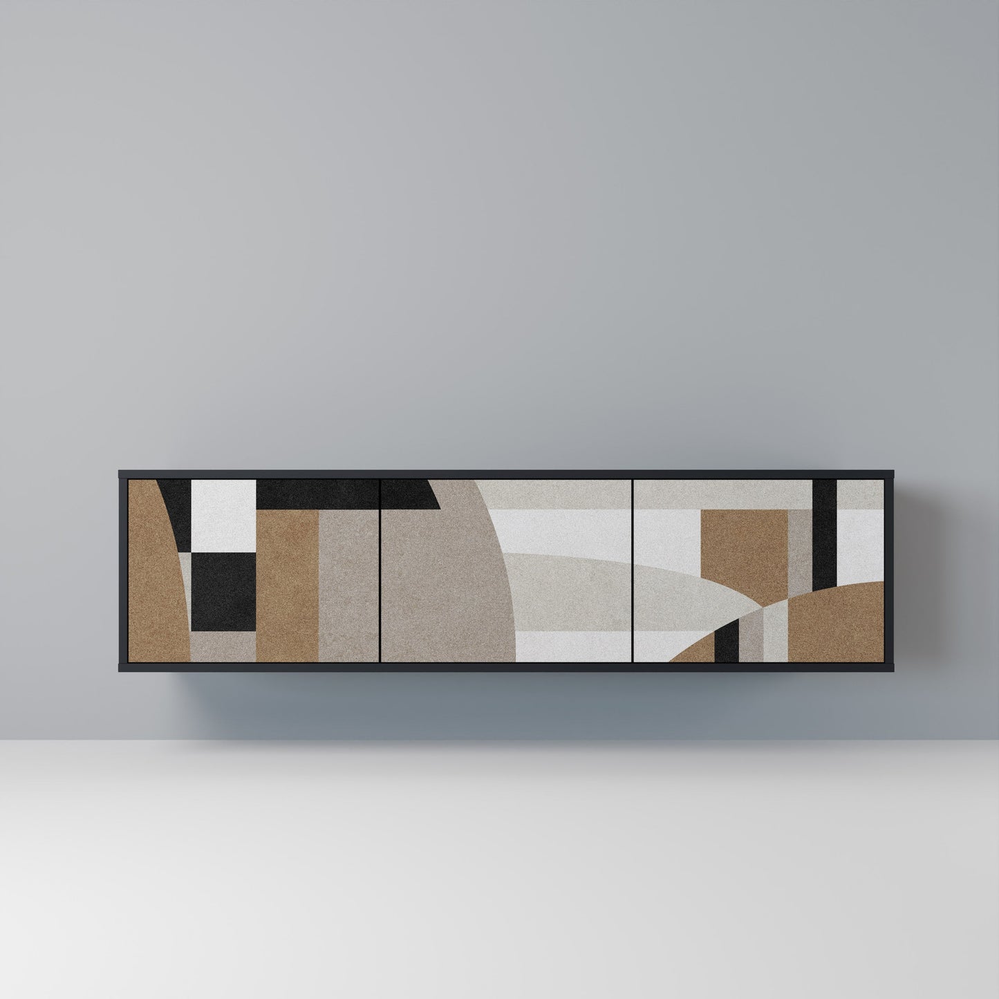 DELICATE MEMENTO 3-Door TV Stand in Black Finish