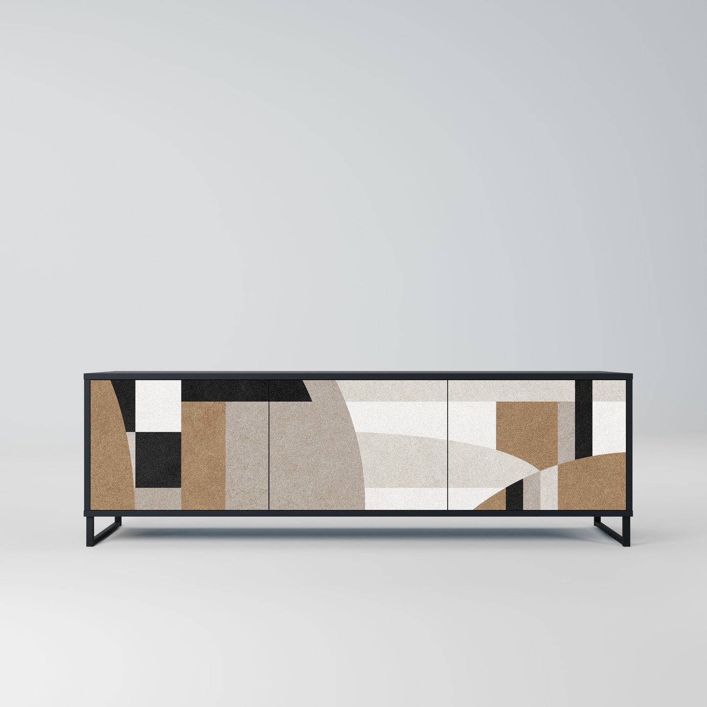 DELICATE MEMENTO 3-Door TV Stand in Black Finish