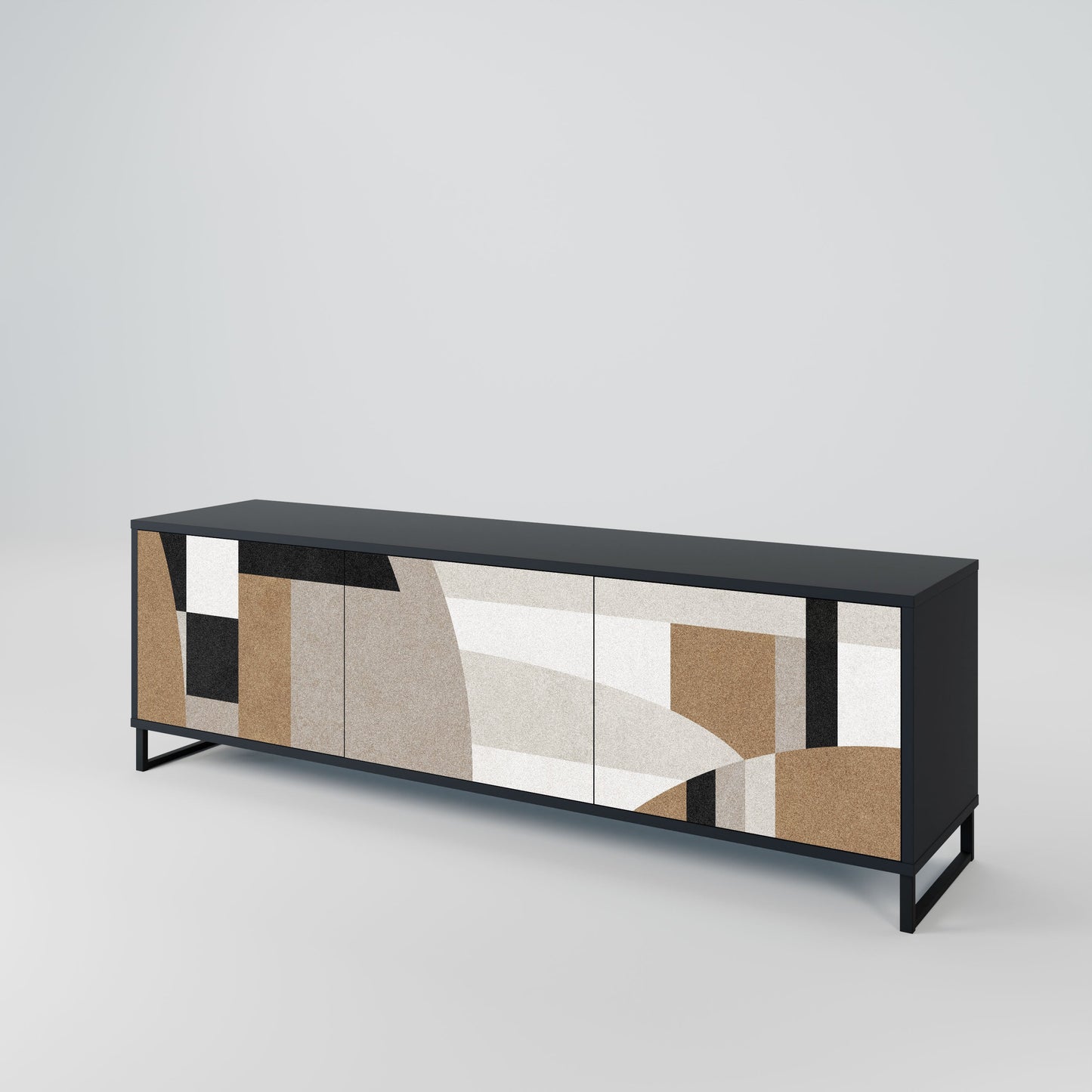 DELICATE MEMENTO 3-Door TV Stand in Black Finish