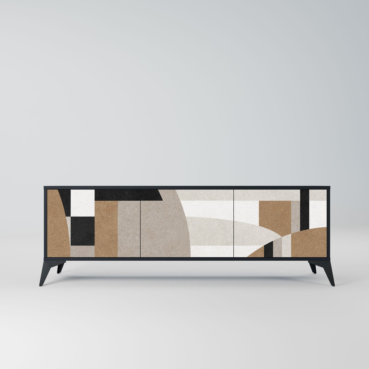 DELICATE MEMENTO 3-Door TV Stand in Black Finish