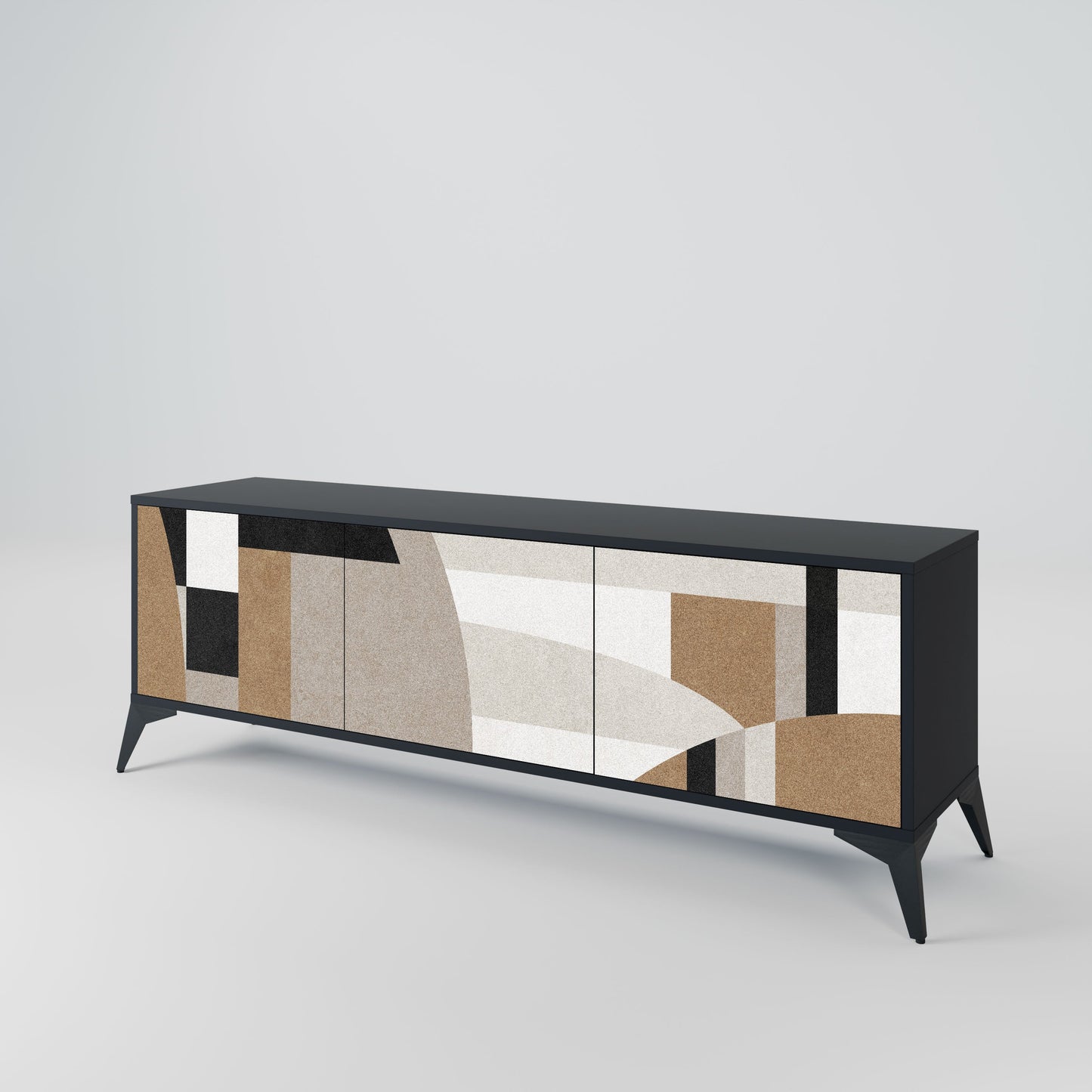 DELICATE MEMENTO 3-Door TV Stand in Black Finish