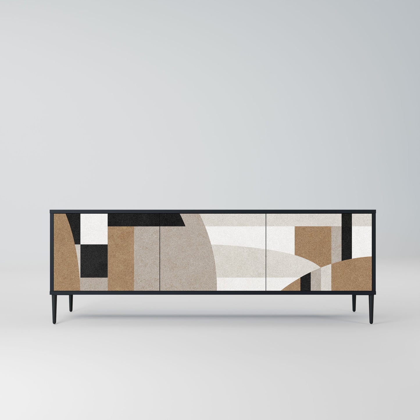 DELICATE MEMENTO 3-Door TV Stand in Black Finish