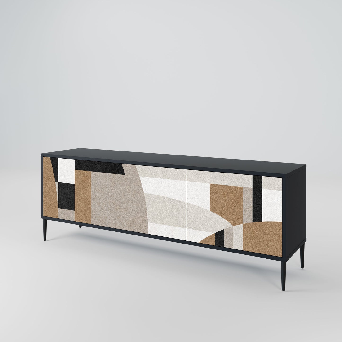 DELICATE MEMENTO 3-Door TV Stand in Black Finish