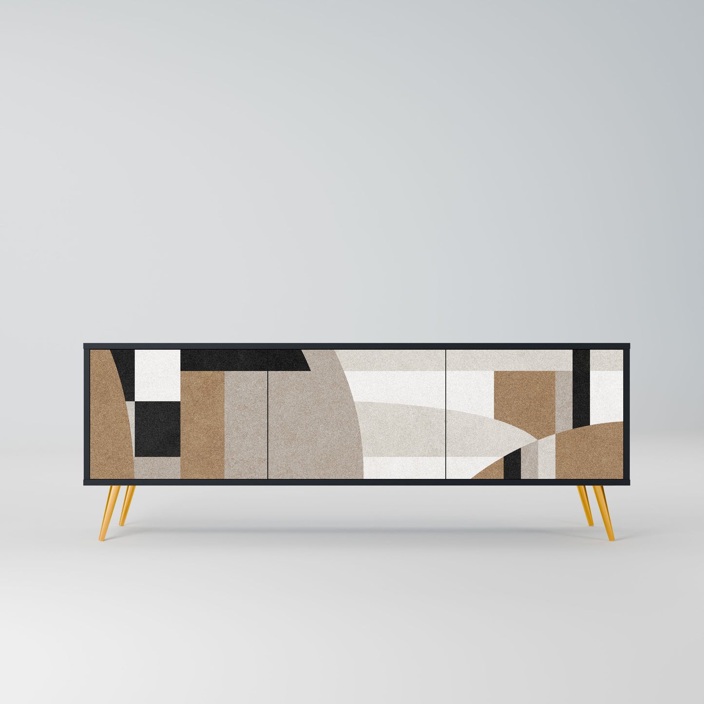 DELICATE MEMENTO 3-Door TV Stand in Black Finish