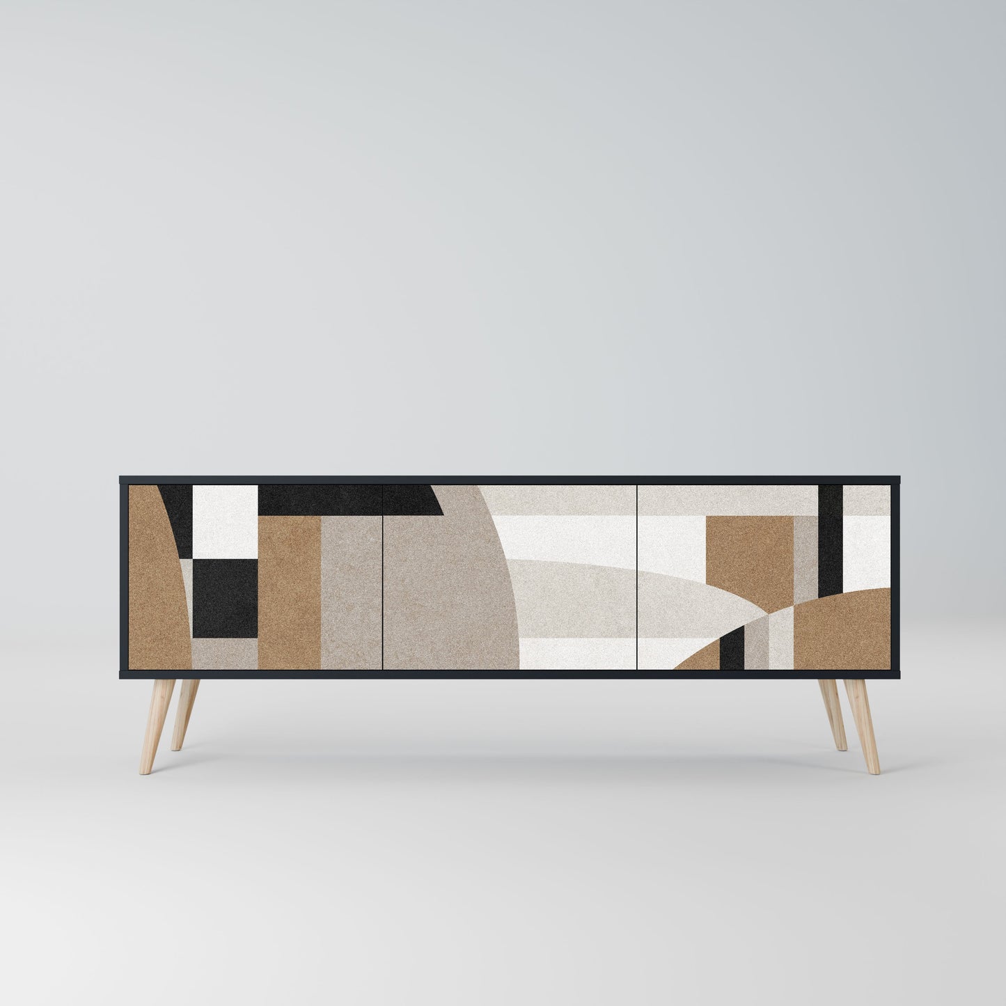 DELICATE MEMENTO 3-Door TV Stand in Black Finish