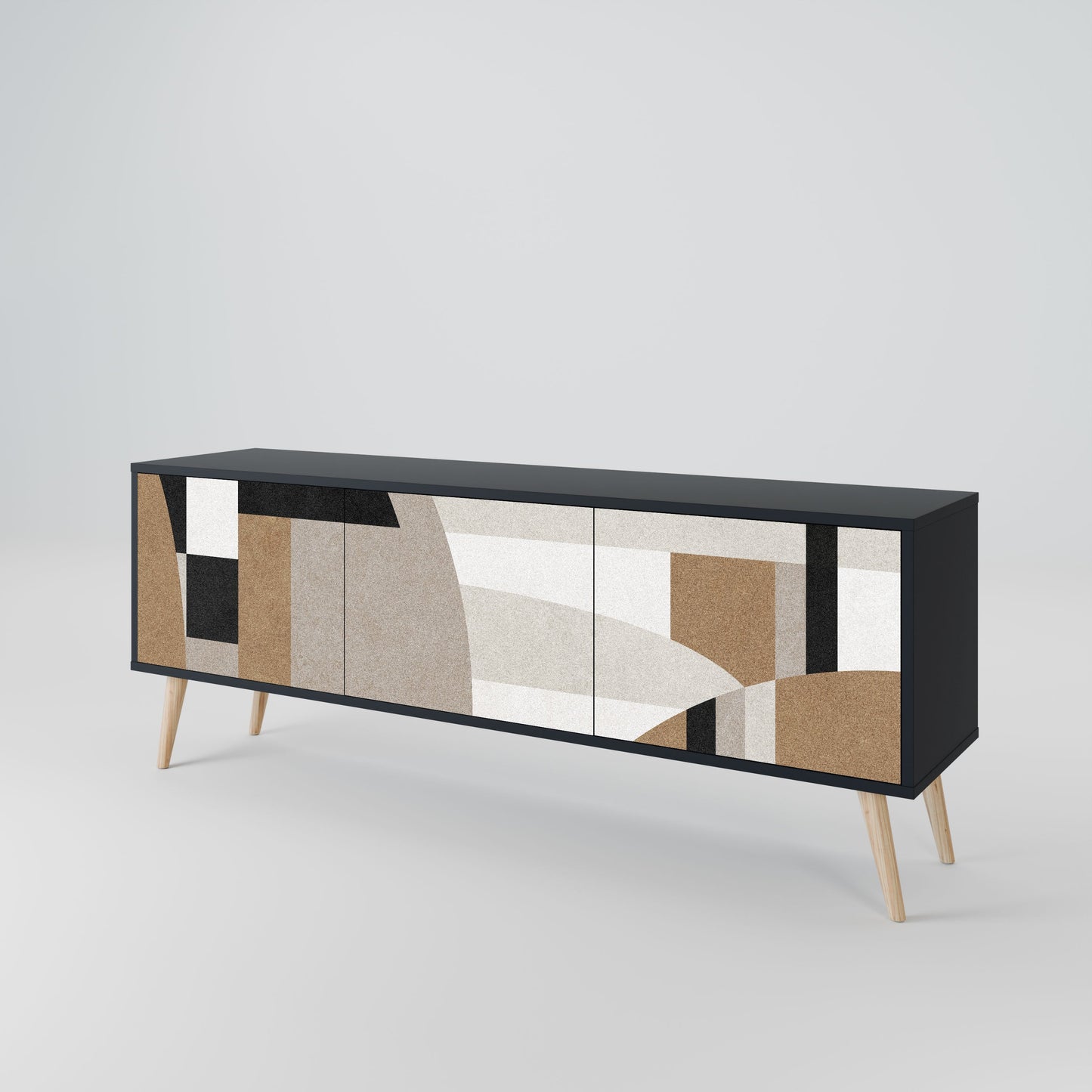 DELICATE MEMENTO 3-Door TV Stand in Black Finish