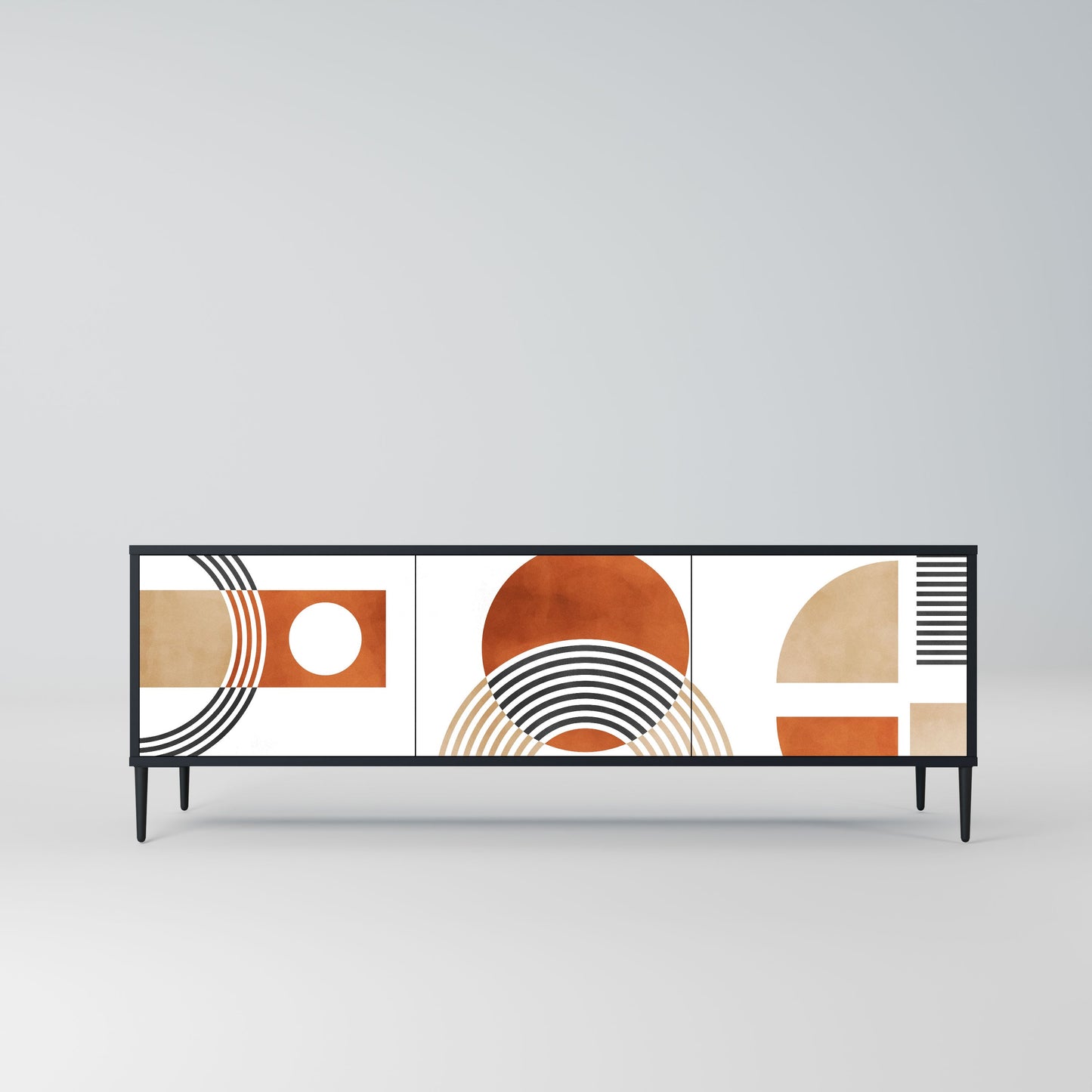 Mobile TV CIRCLE RHYTM a 3 ante con finitura nera