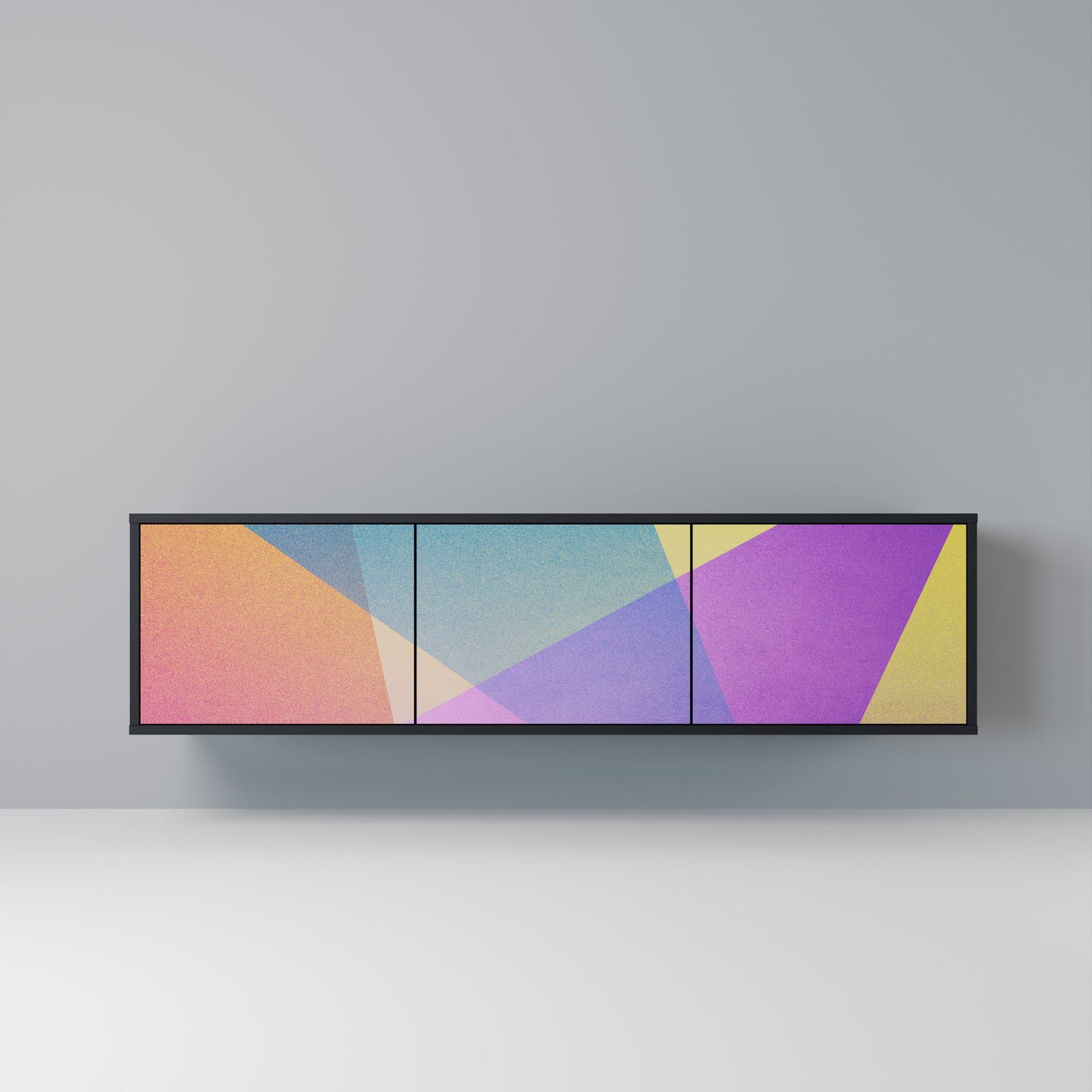 BRIGHT GEOMETRY 3-Door TV Stand in Black Finish