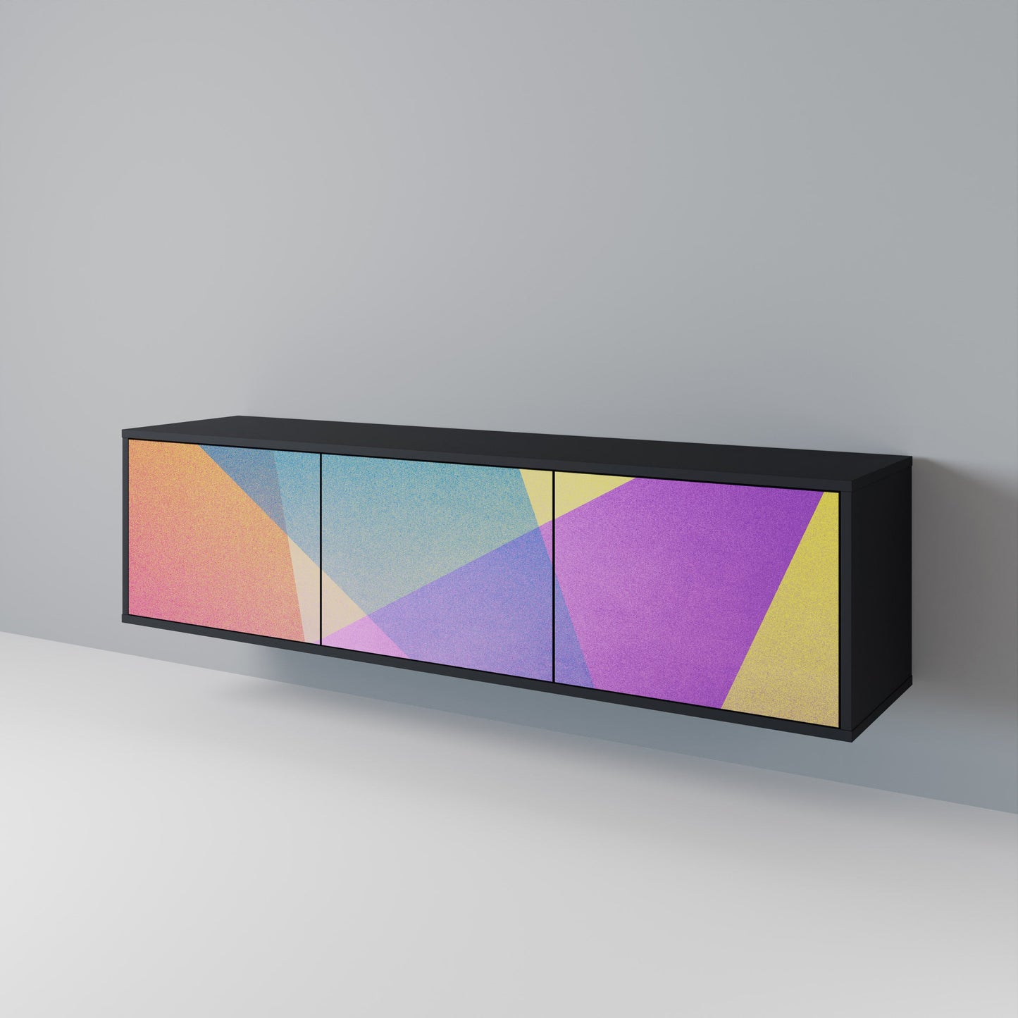BRIGHT GEOMETRY 3-Door TV Stand in Black Finish
