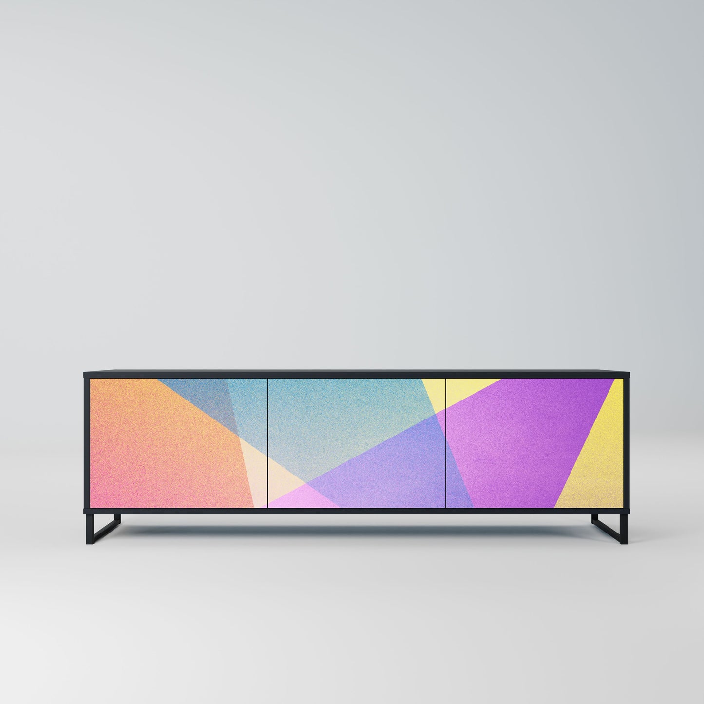 BRIGHT GEOMETRY 3-Door TV Stand in Black Finish
