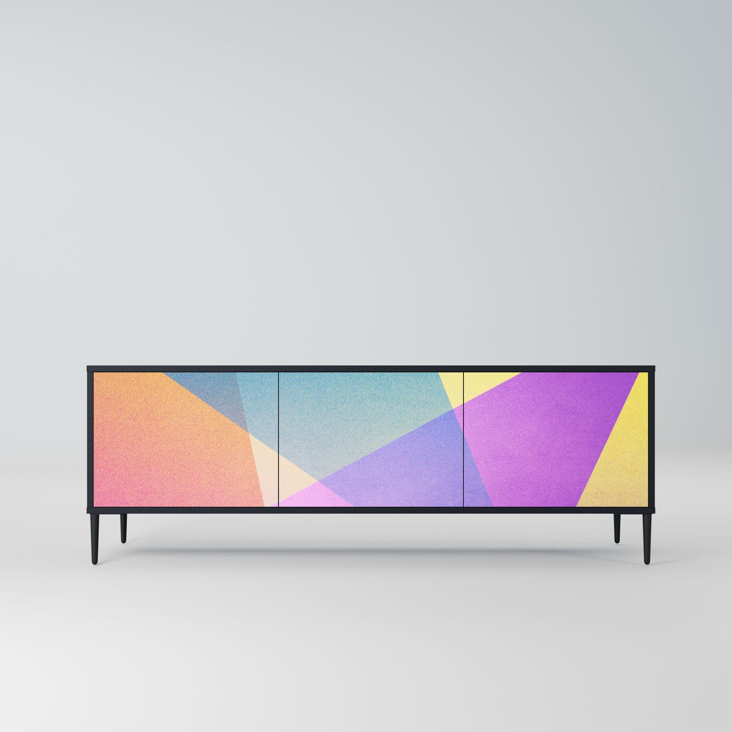 BRIGHT GEOMETRY 3-Door TV Stand in Black Finish