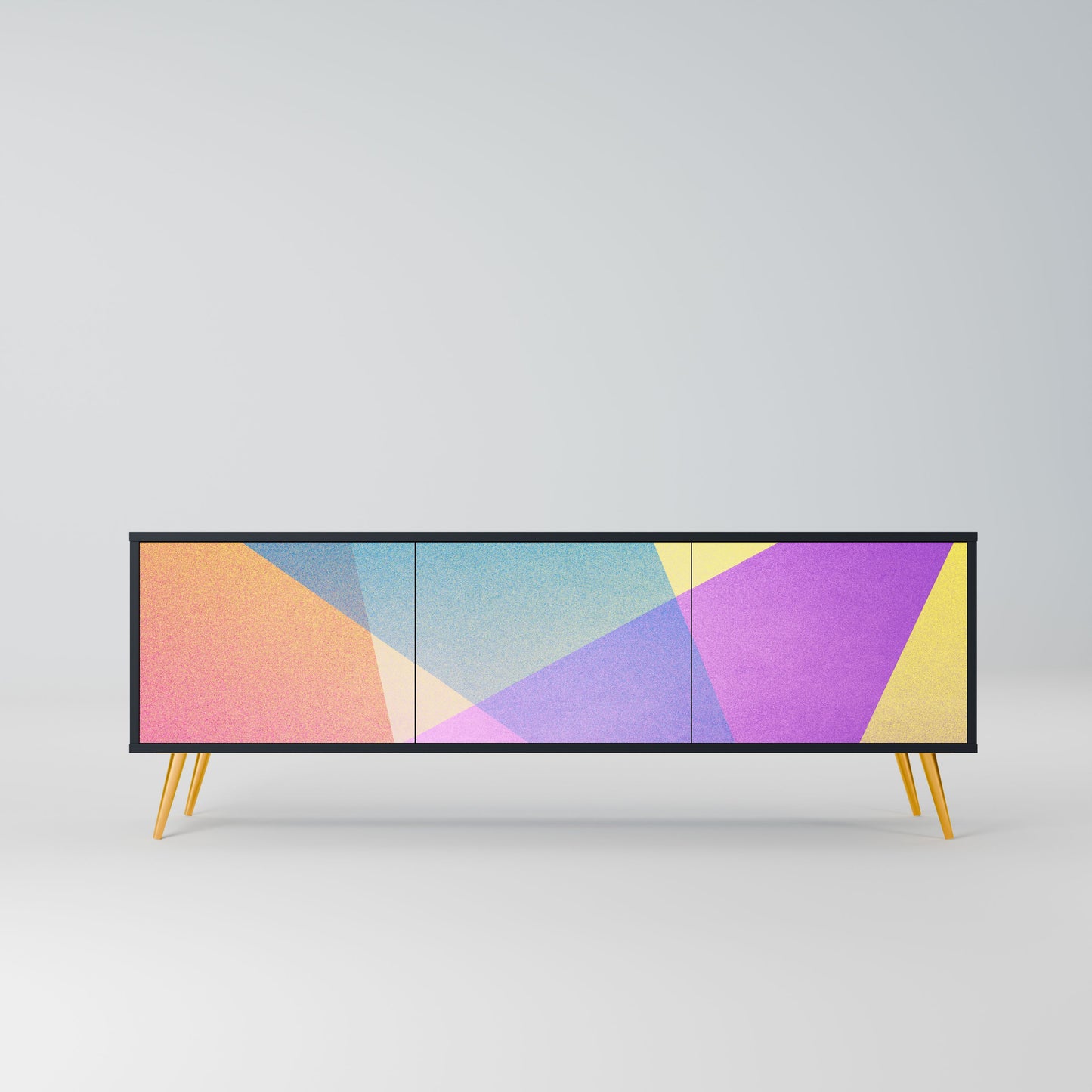BRIGHT GEOMETRY 3-Door TV Stand in Black Finish