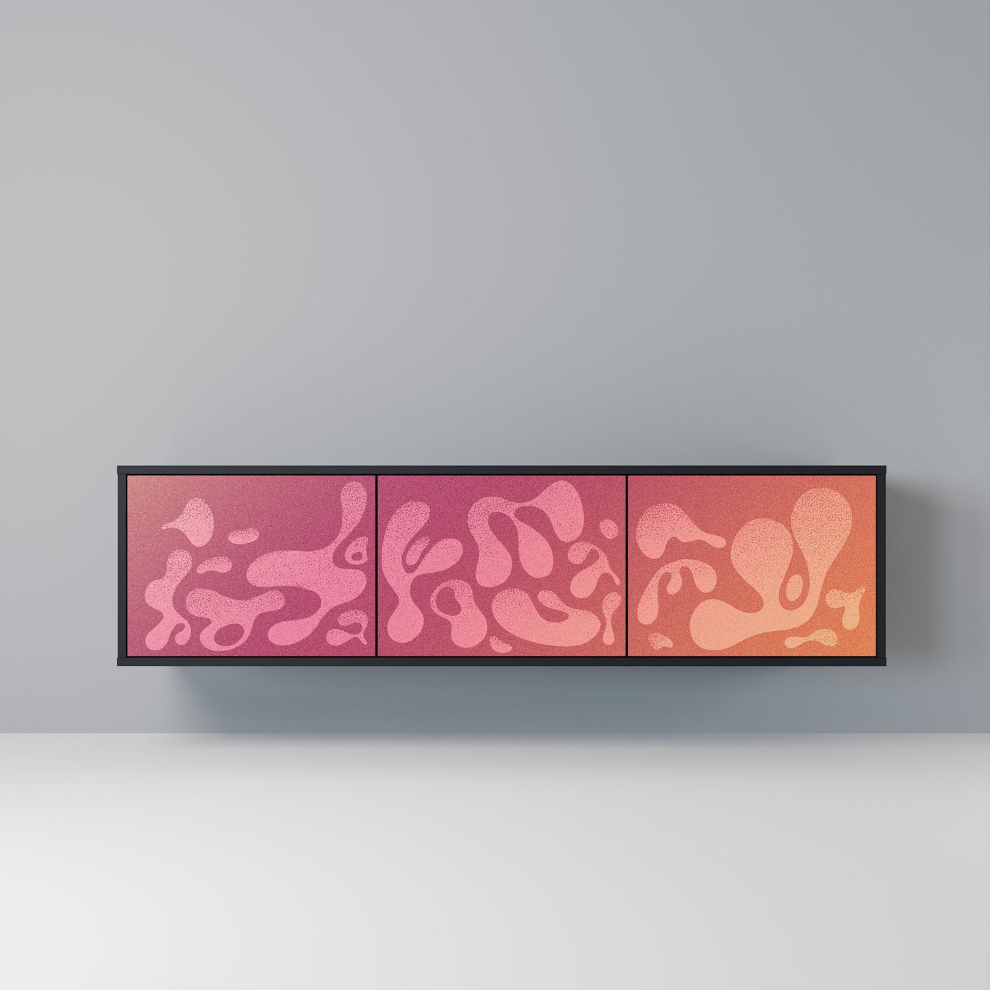 IRREGULAR PINK 3-Door TV Stand in Black Finish