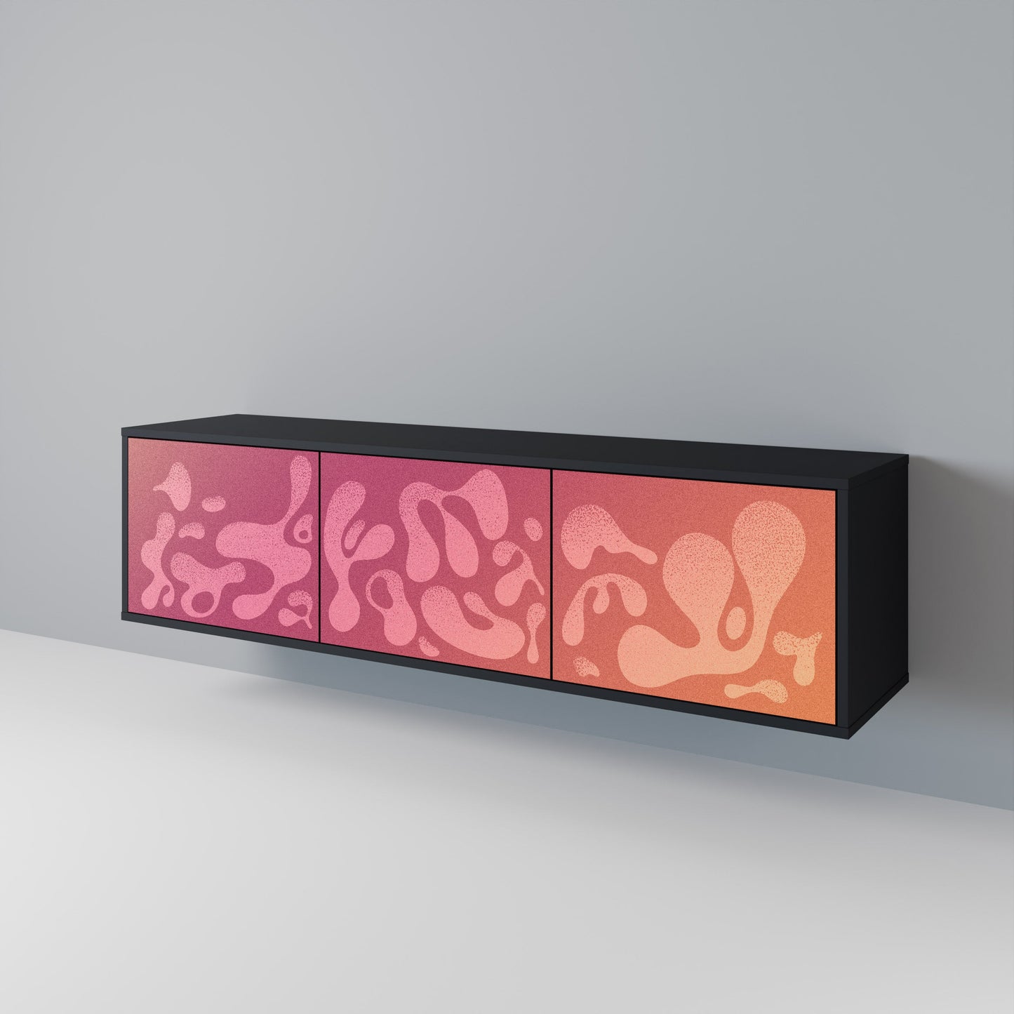 IRREGULAR PINK 3-Door TV Stand in Black Finish