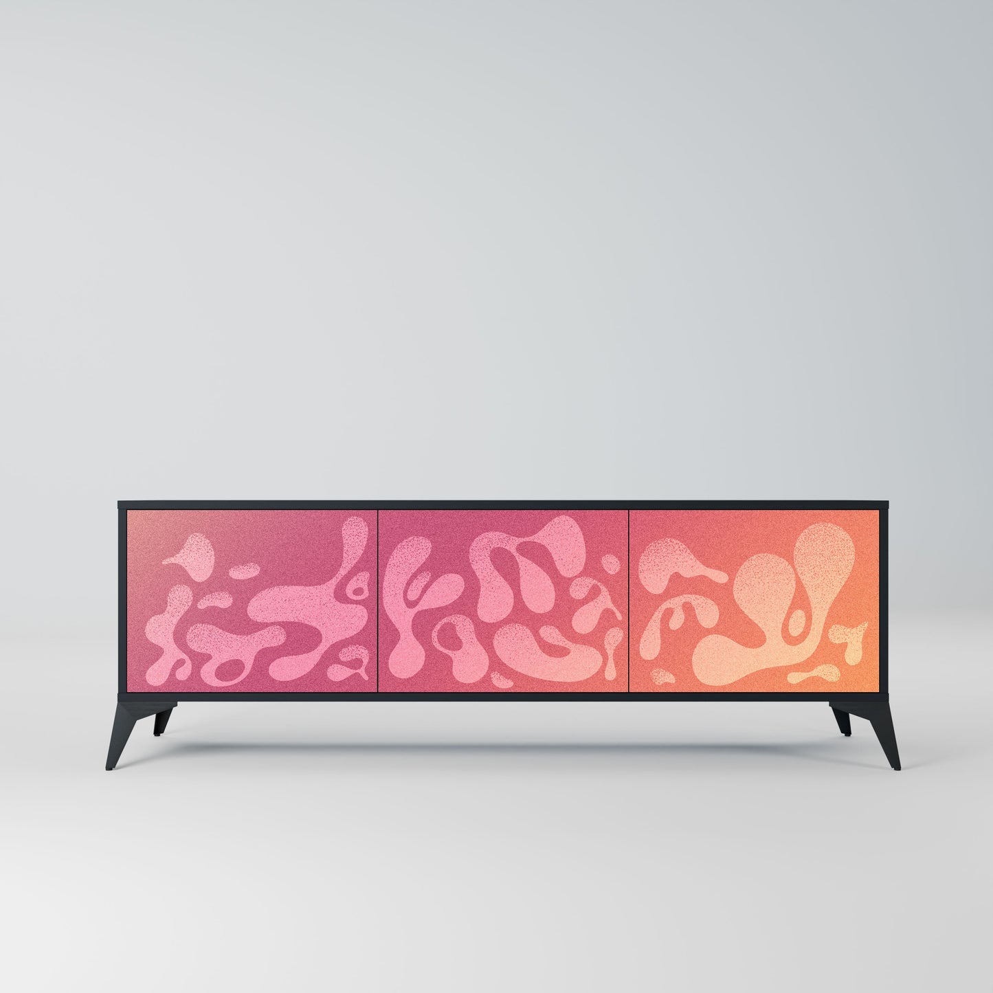 IRREGULAR PINK 3-Door TV Stand in Black Finish