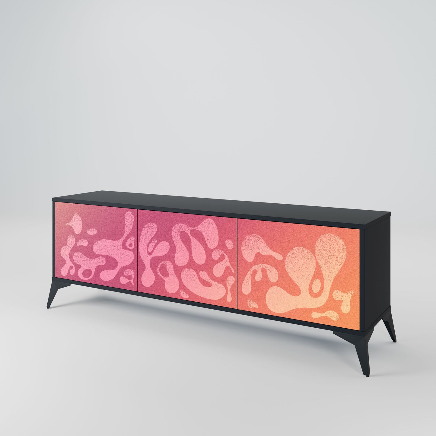 IRREGULAR PINK 3-Door TV Stand in Black Finish