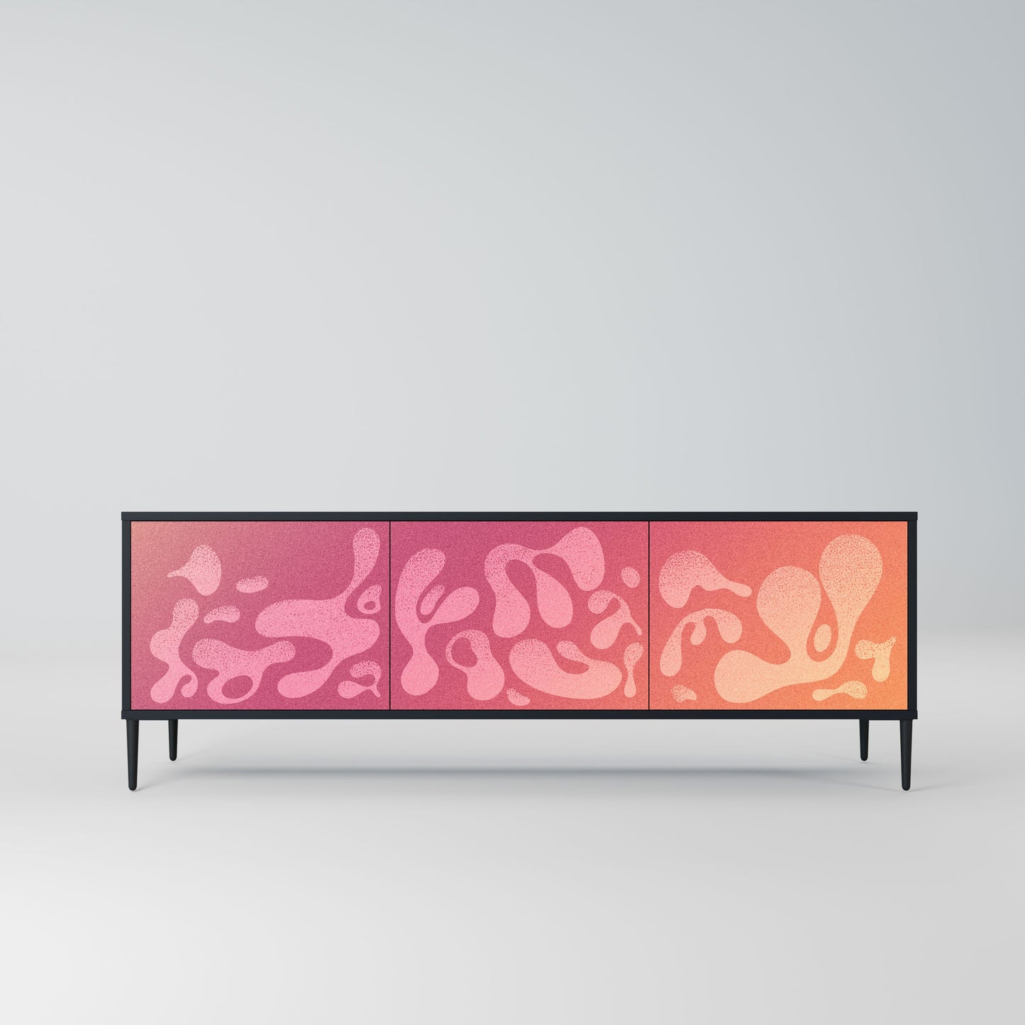 IRREGULAR PINK 3-Door TV Stand in Black Finish
