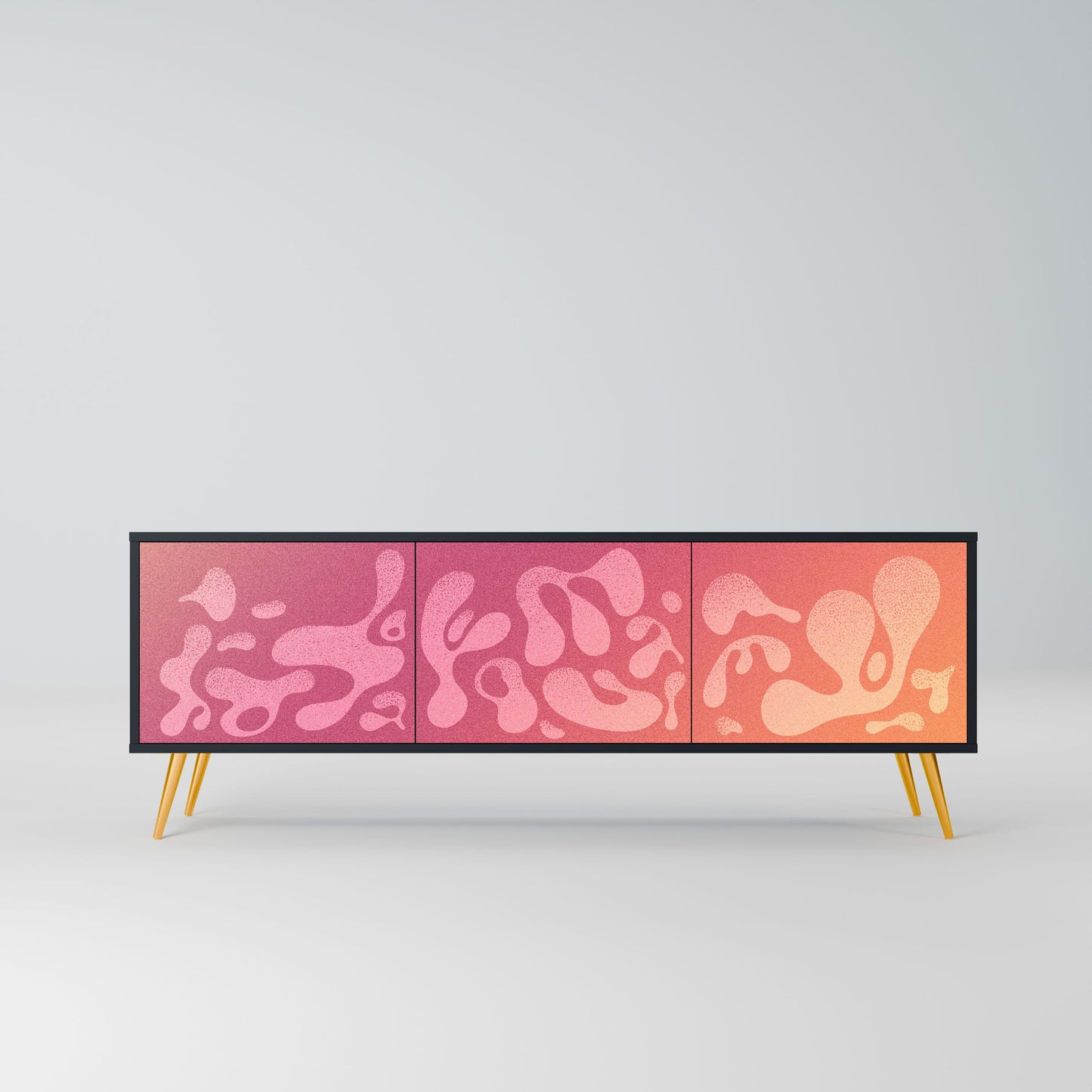 IRREGULAR PINK 3-Door TV Stand in Black Finish