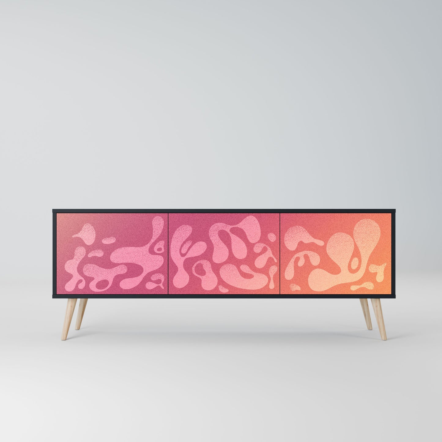 IRREGULAR PINK 3-Door TV Stand in Black Finish