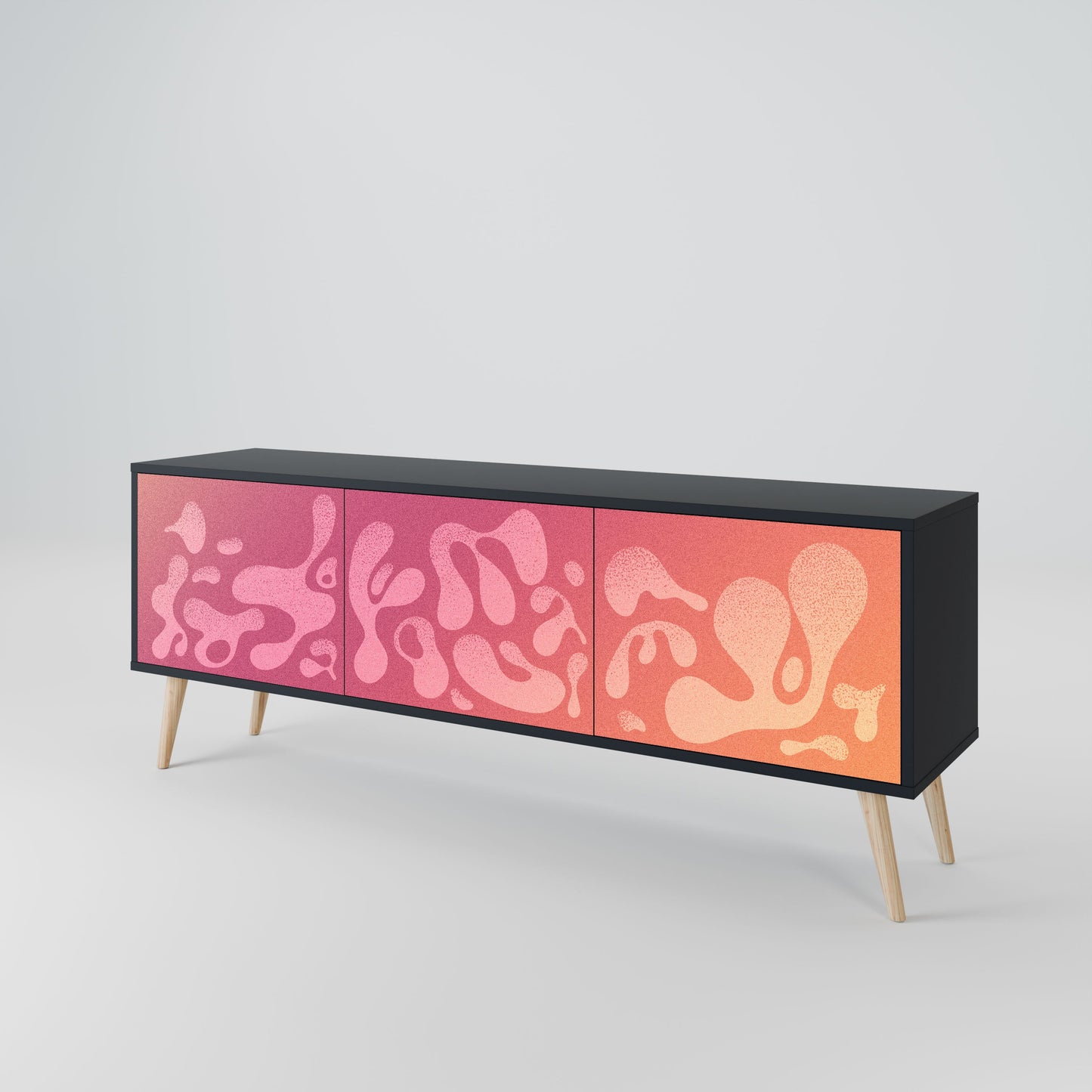 IRREGULAR PINK 3-Door TV Stand in Black Finish