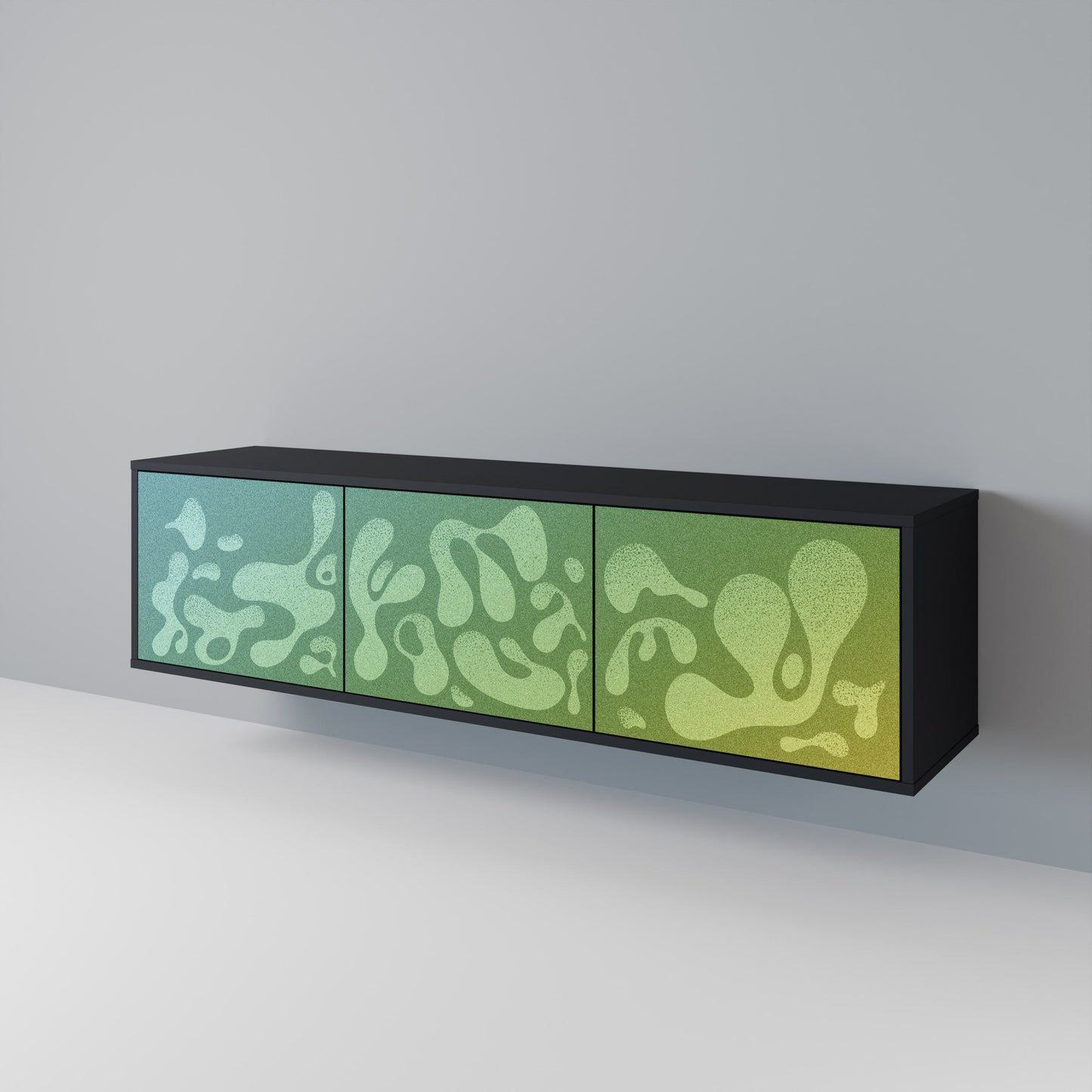 IRREGULAR BLUE 3-Door TV Stand in Black Finish