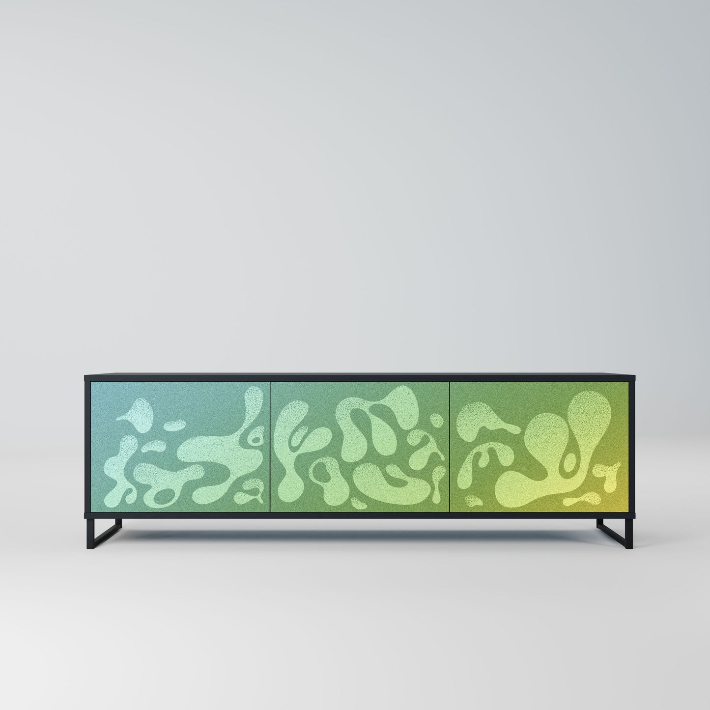 IRREGULAR BLUE 3-Door TV Stand in Black Finish