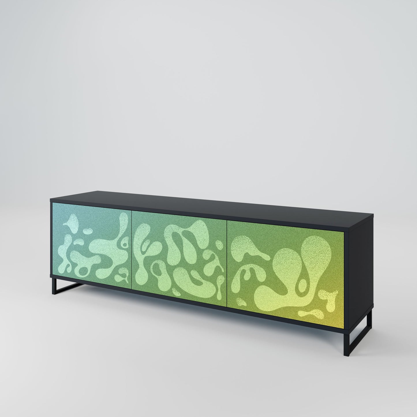 IRREGULAR BLUE 3-Door TV Stand in Black Finish