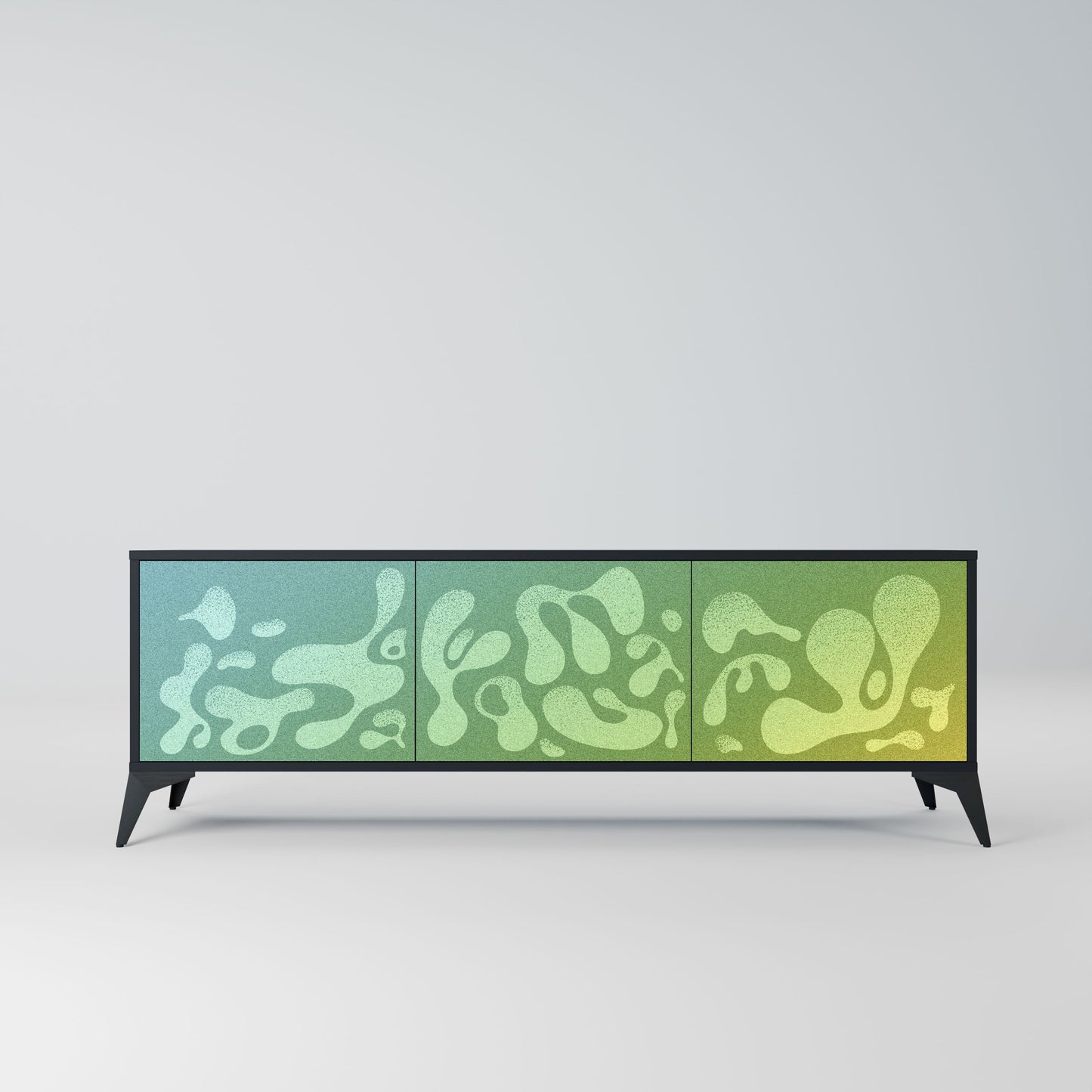 IRREGULAR BLUE 3-Door TV Stand in Black Finish