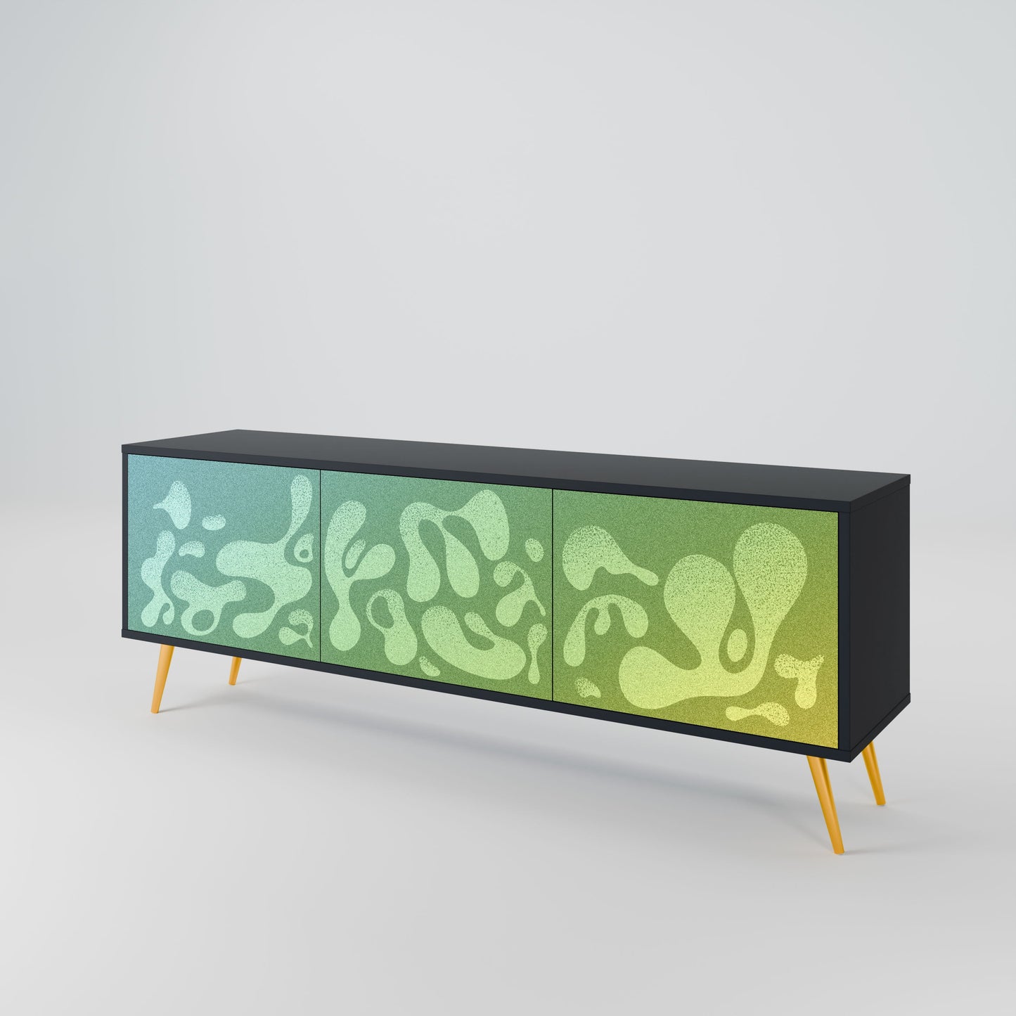 IRREGULAR BLUE 3-Door TV Stand in Black Finish