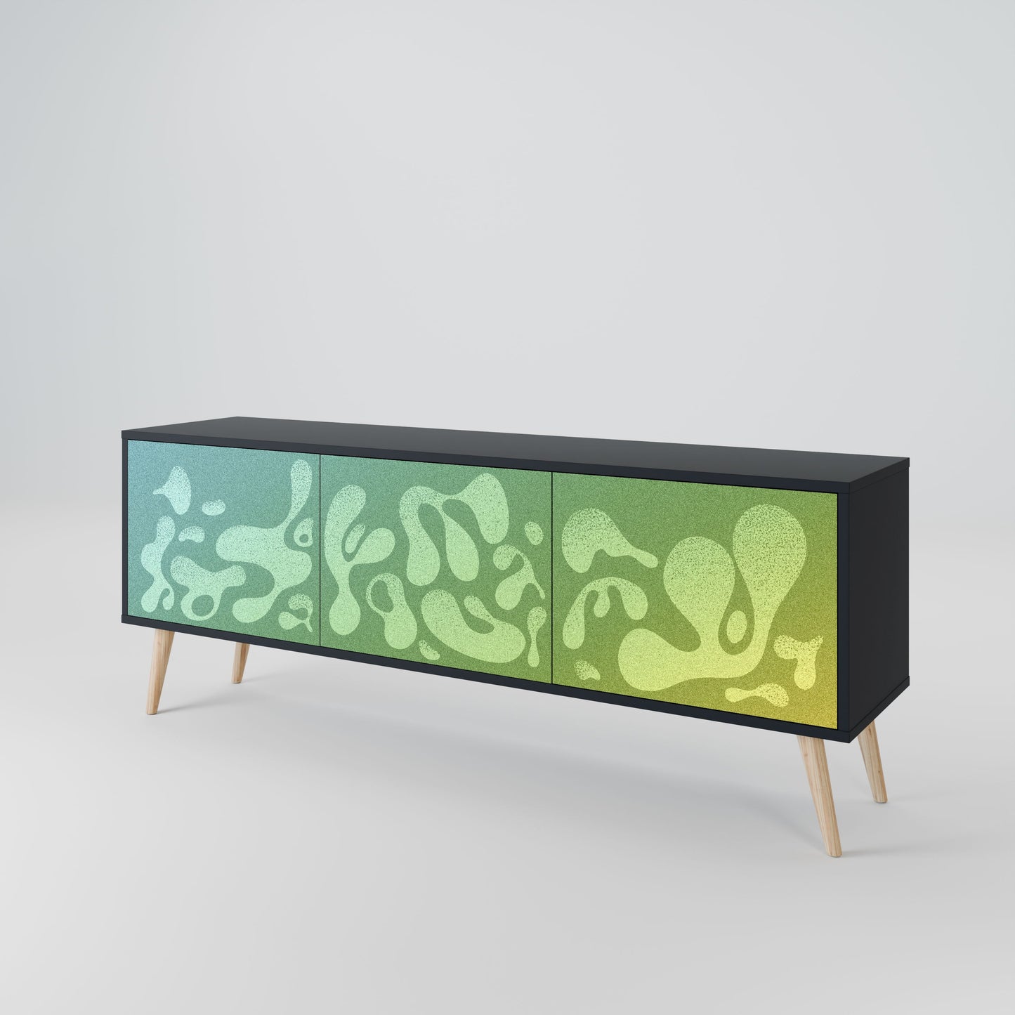 IRREGULAR BLUE 3-Door TV Stand in Black Finish