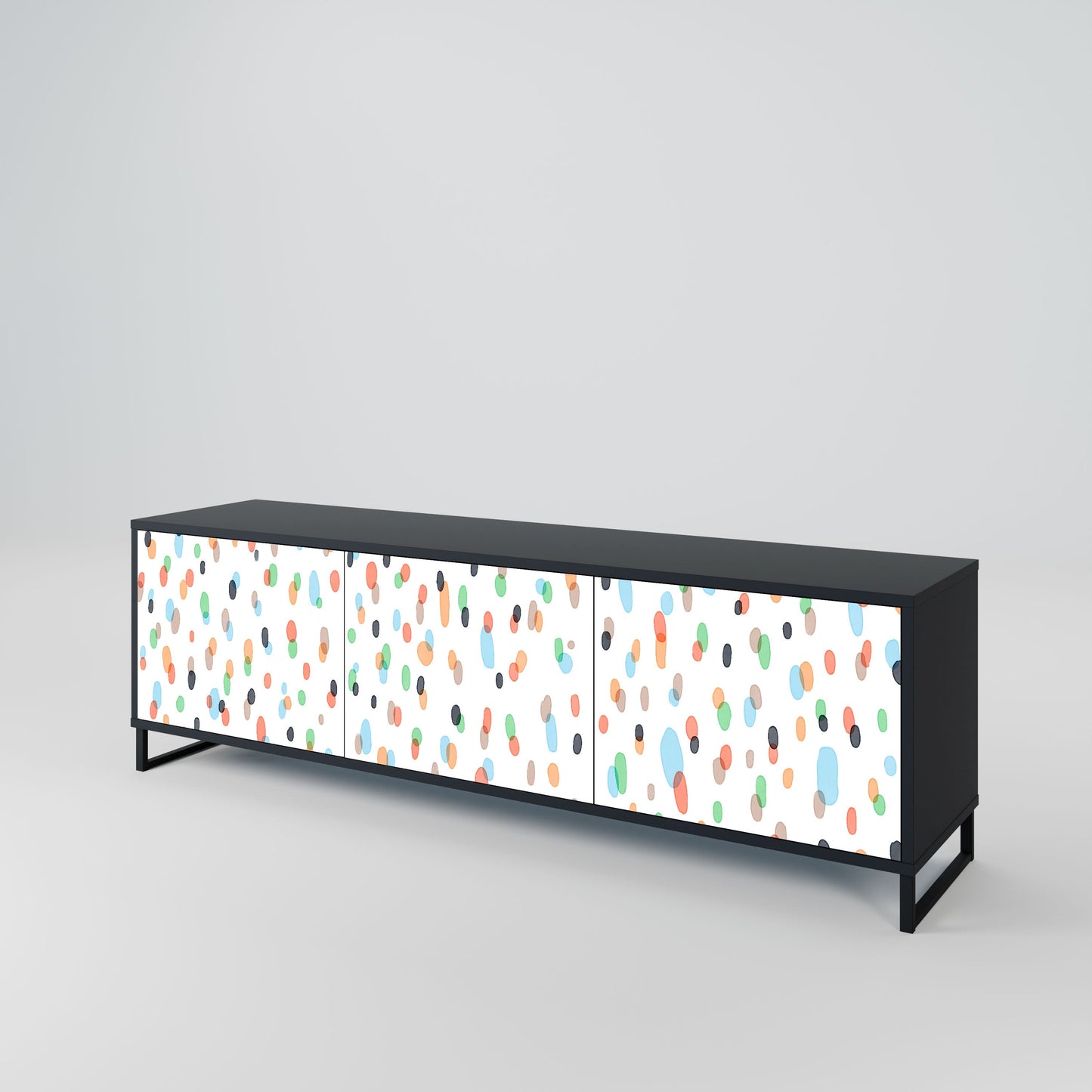 ENERGETIC SPOTS 3-Door TV Stand in Black Finish