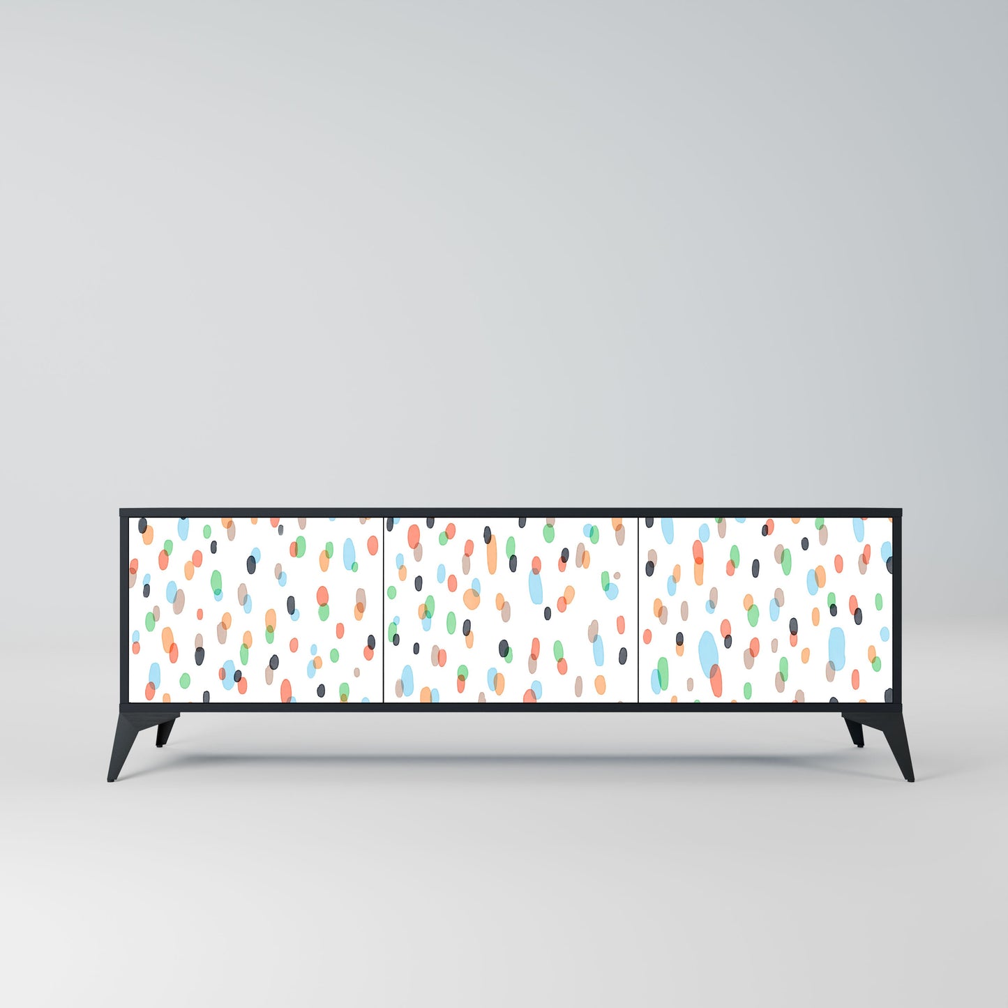 ENERGETIC SPOTS 3-Door TV Stand in Black Finish