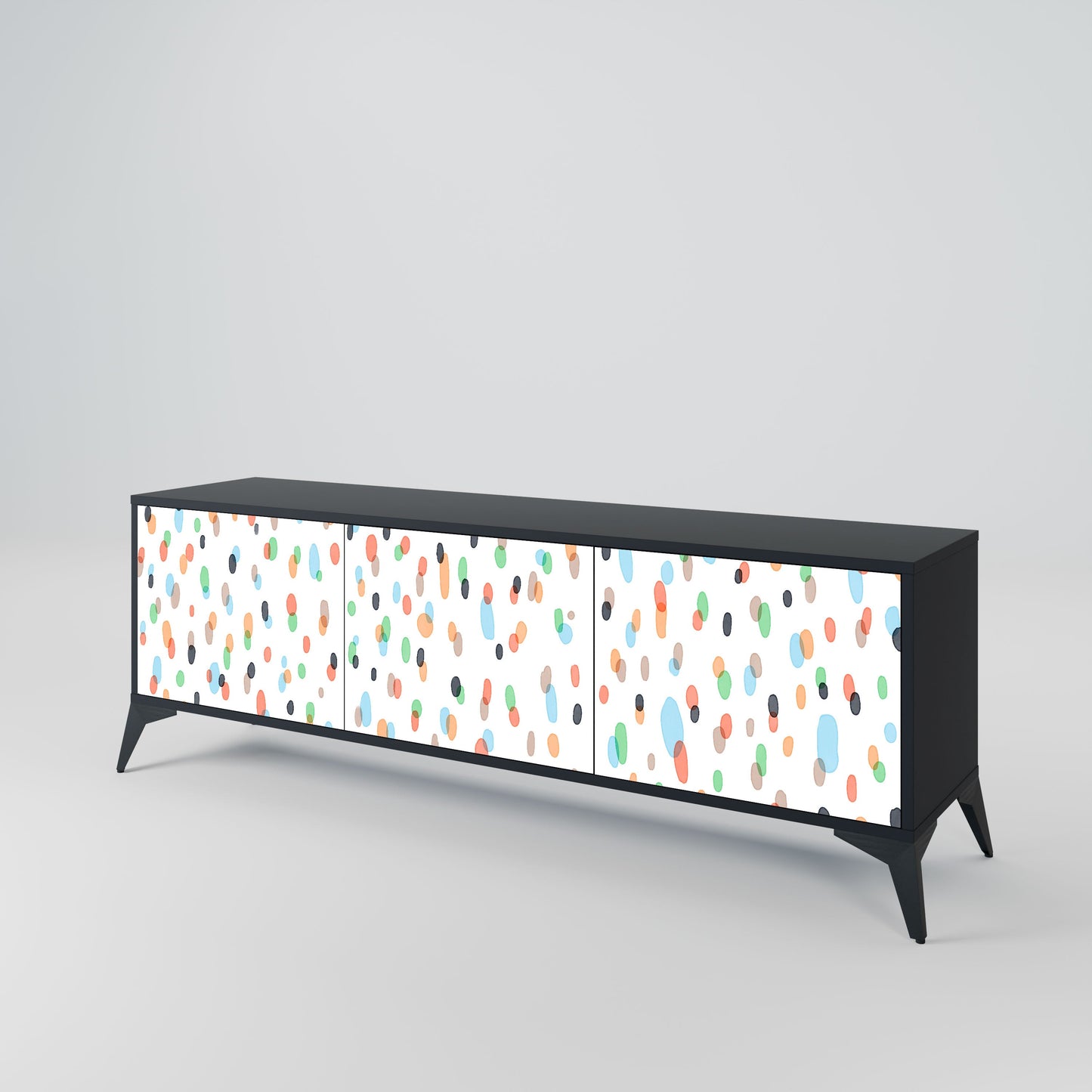ENERGETIC SPOTS 3-Door TV Stand in Black Finish