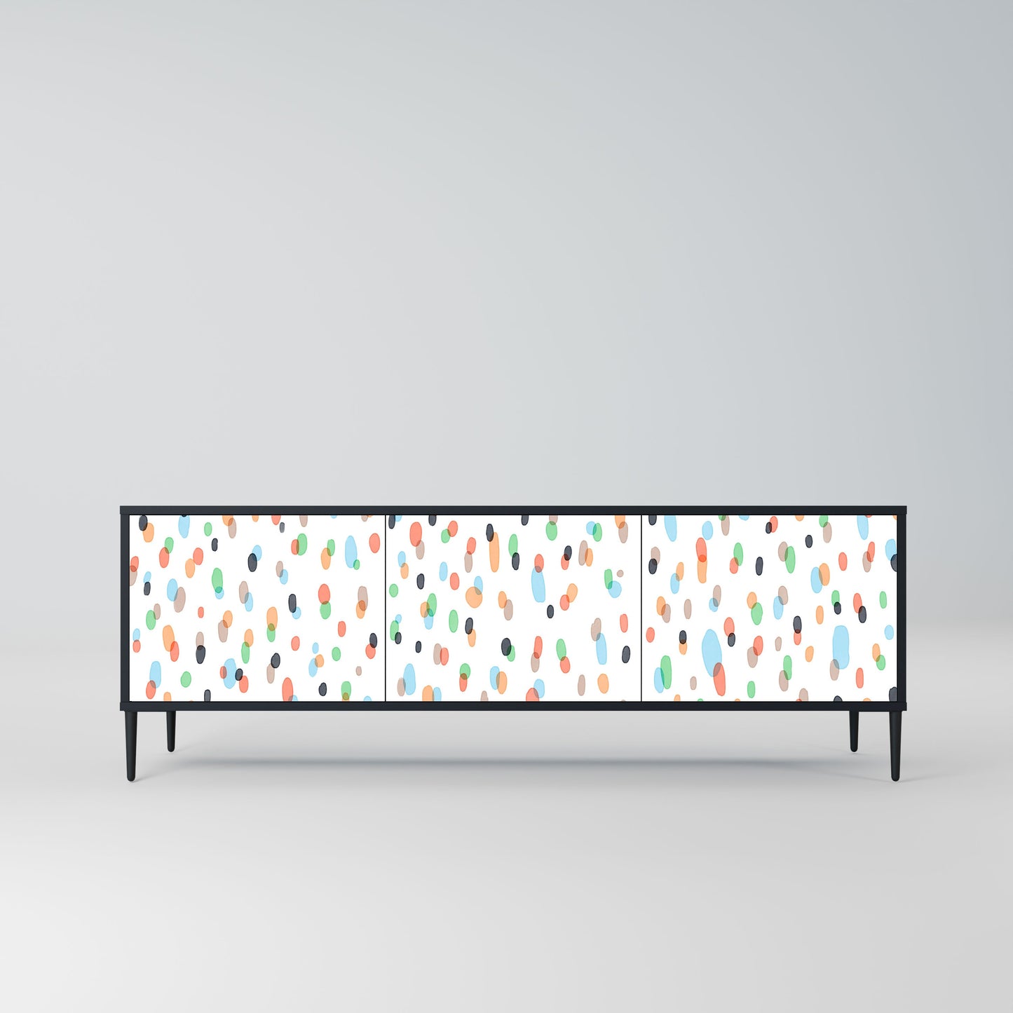 ENERGETIC SPOTS 3-Door TV Stand in Black Finish