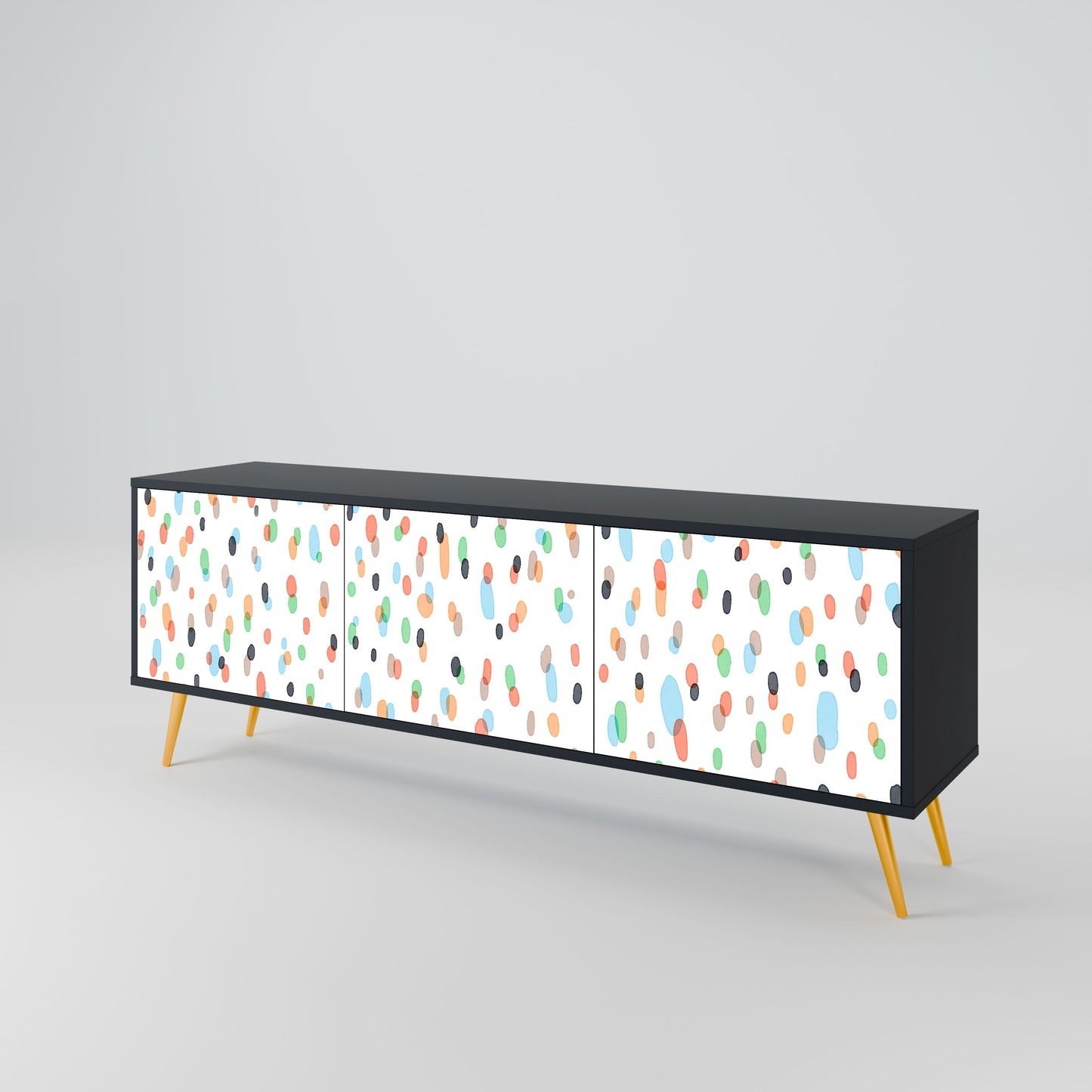 ENERGETIC SPOTS 3-Door TV Stand in Black Finish