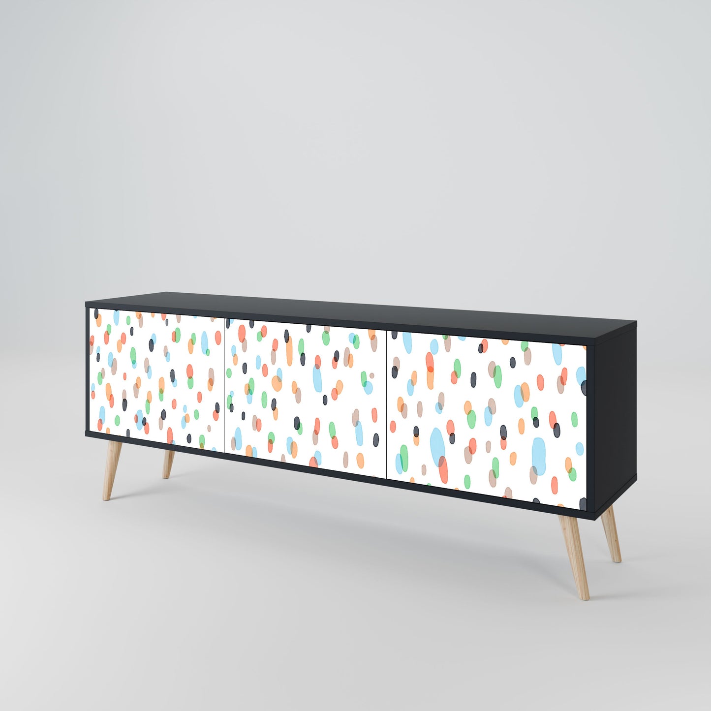 ENERGETIC SPOTS 3-Door TV Stand in Black Finish