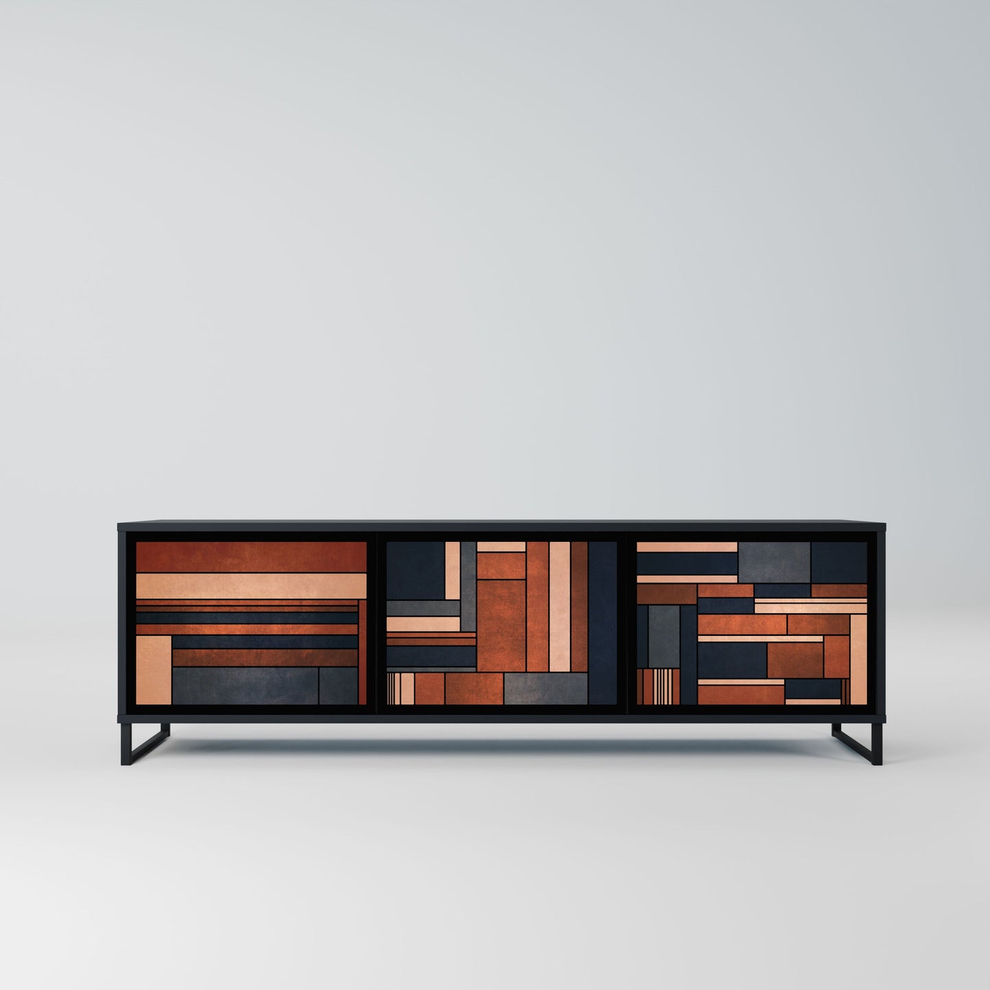 INTREPID FORMATION 3-Door TV Stand in Black Finish