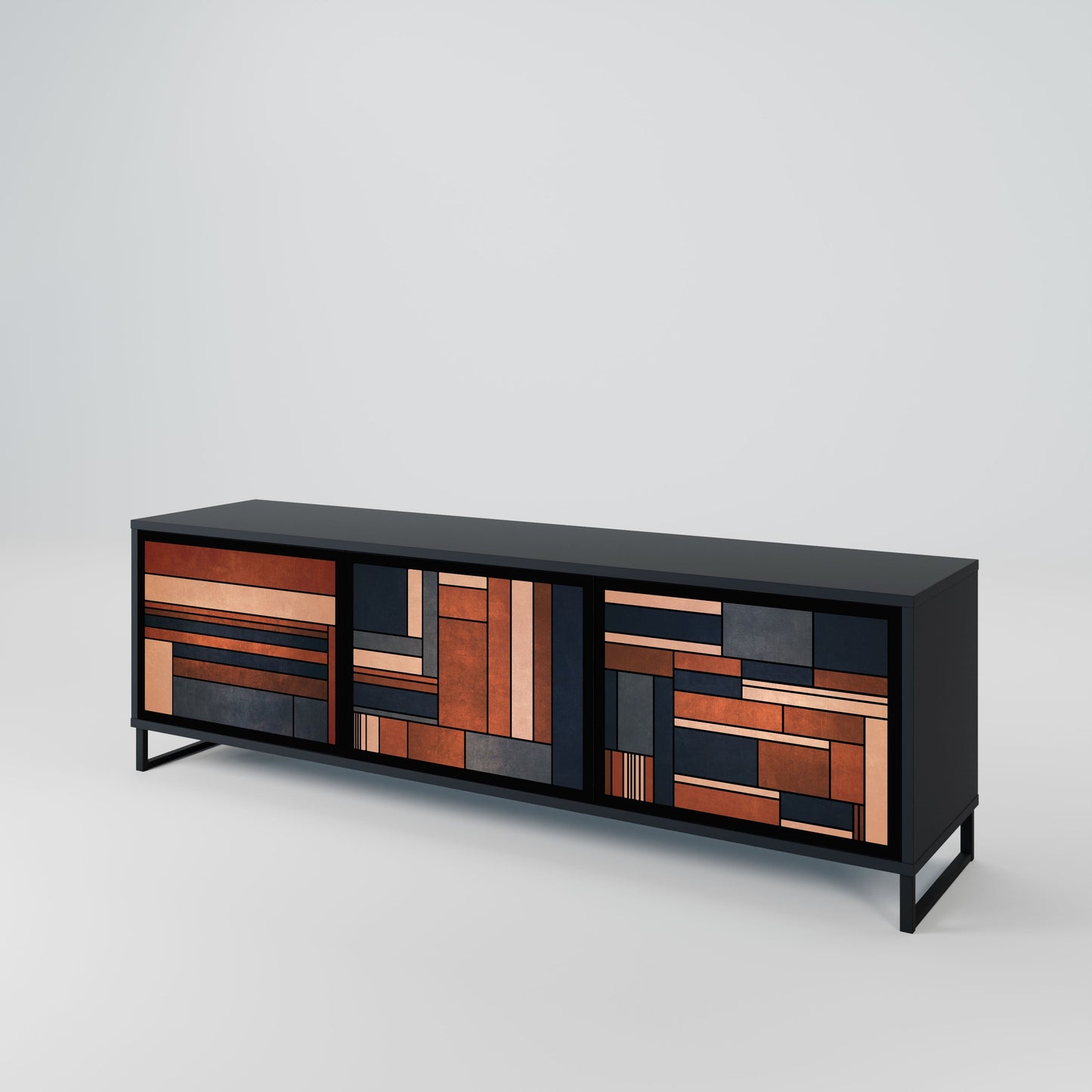 INTREPID FORMATION 3-Door TV Stand in Black Finish