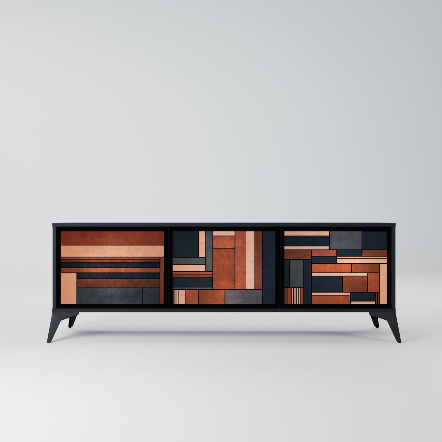 INTREPID FORMATION 3-Door TV Stand in Black Finish