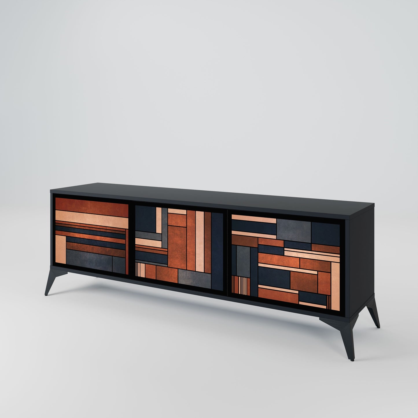INTREPID FORMATION 3-Door TV Stand in Black Finish