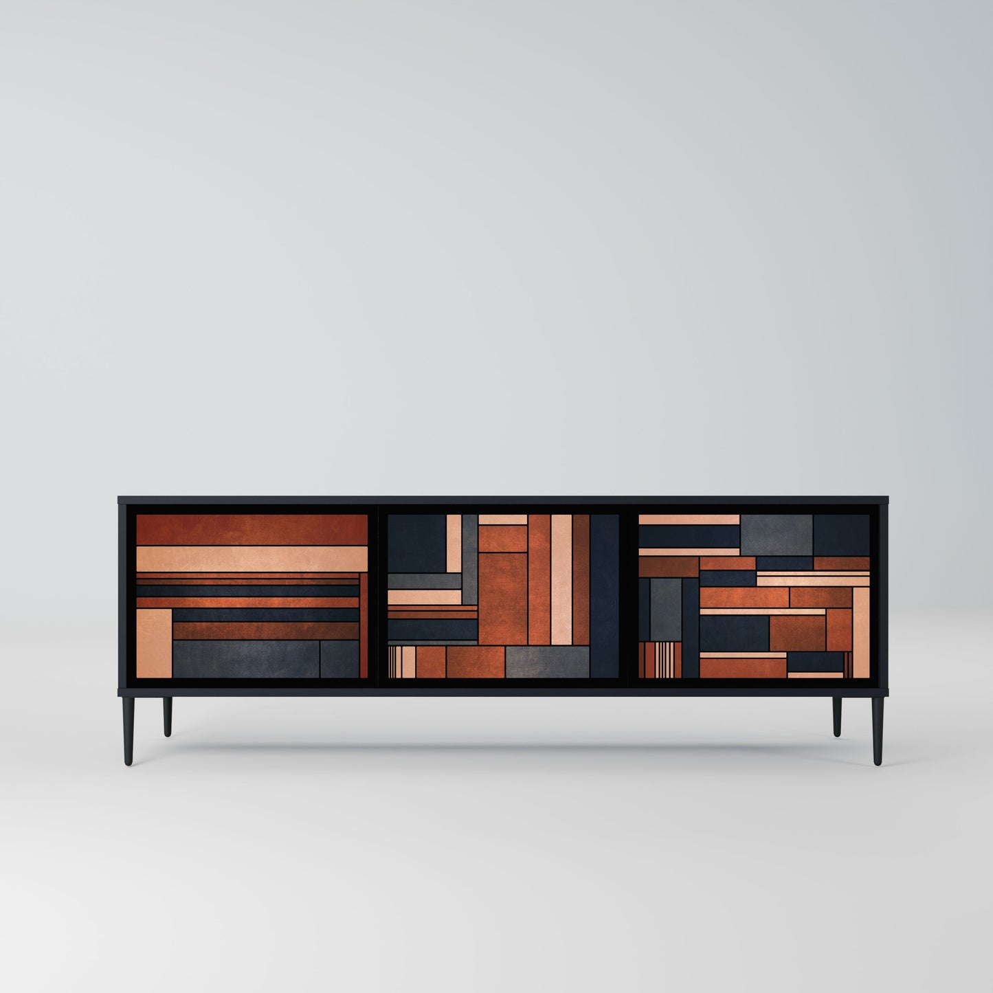 INTREPID FORMATION 3-Door TV Stand in Black Finish